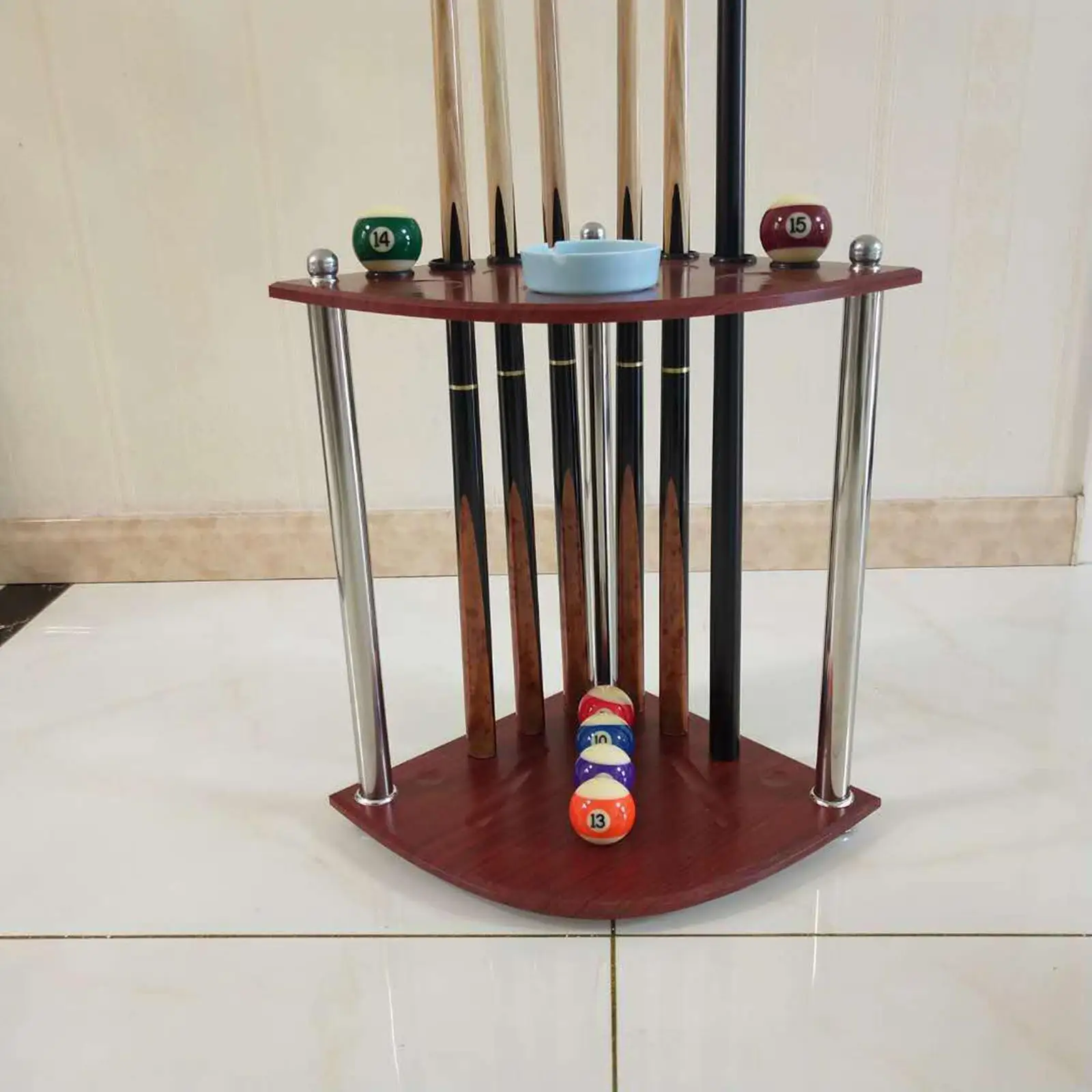 Portable Billiard Pool  Rack Corner  Holder Storage Holder Floor Stand Pool Table Freestanding 8 Hole for Game Room Clubs