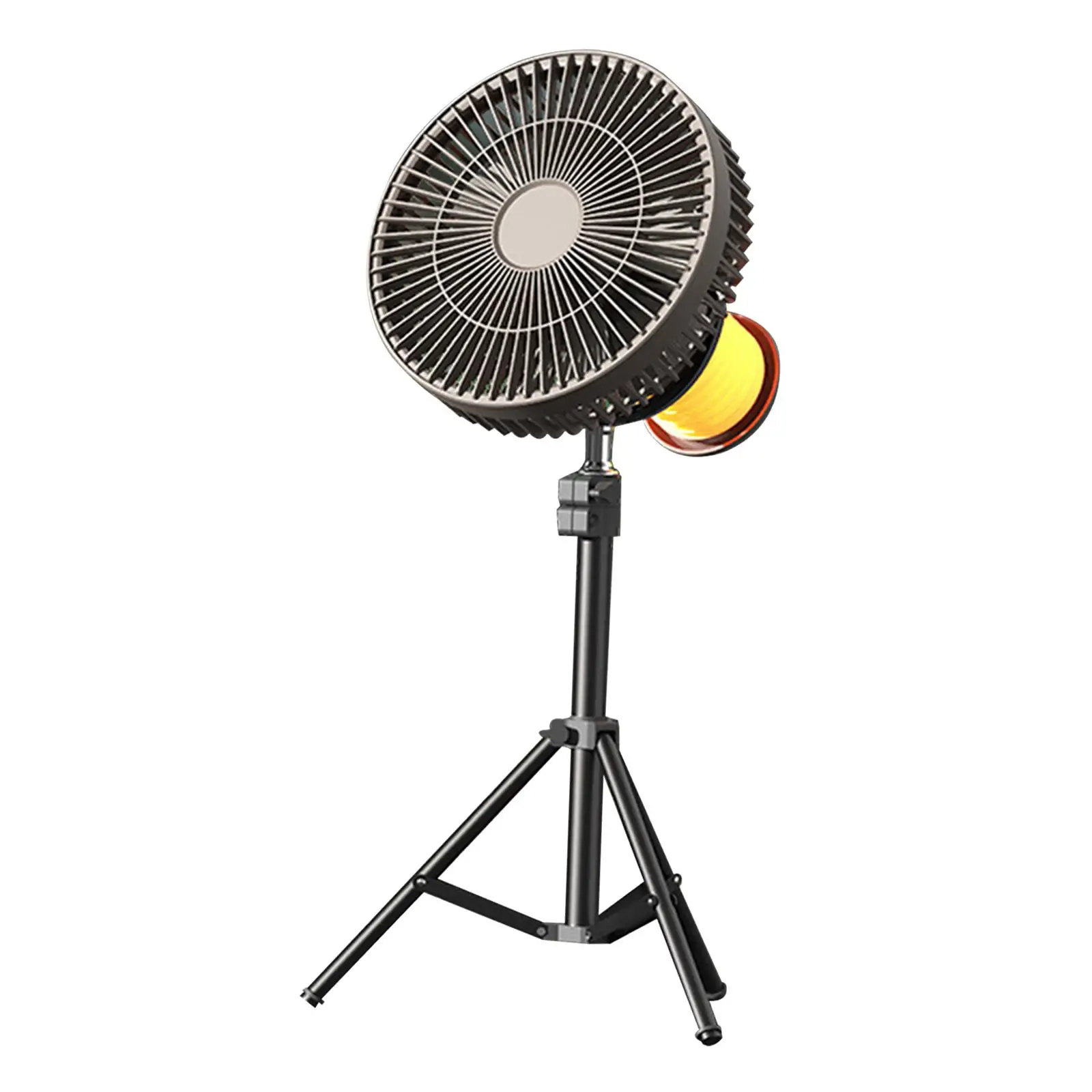 Angle Height Adjustable Rechargeable Tripod Fan with Light Desk Fan Camping Fans with LED for Floor Home Indoor Activities Room