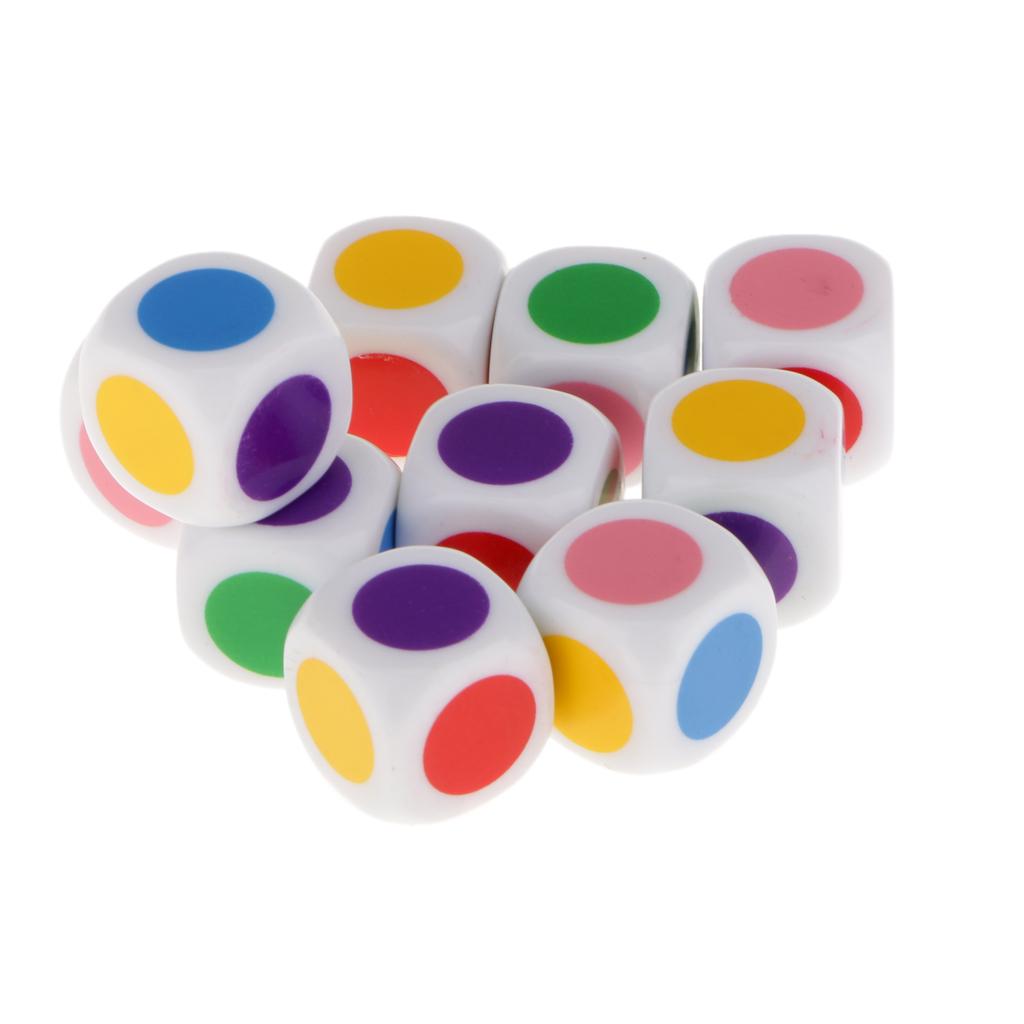 6- Dotted  Colorful Painted D6 Die Toy Acrylic 10x for  MTG