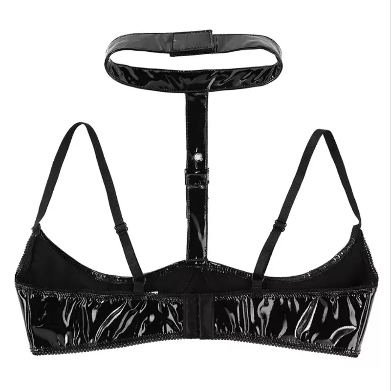 Bras Exposed Breasts Nipples Sexy Women'S Bra Lingerie Fashion Faux  Leather Adjustable Wire Free Open Cup Shelf Black XXXL From 14,74 €