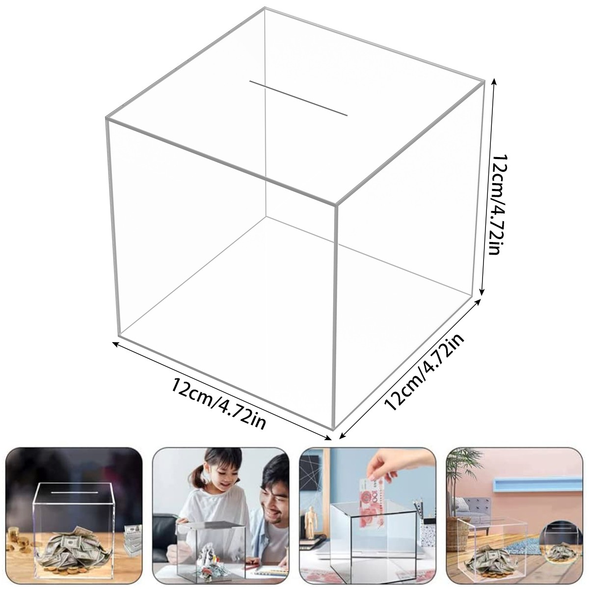 Прозрачная коробка для денег, прочная акриловая коробка для экономии денег,  прозрачная Копилка-куб, коробка для хранения монет, банка для экономии  денег, детский подарок | AliExpress