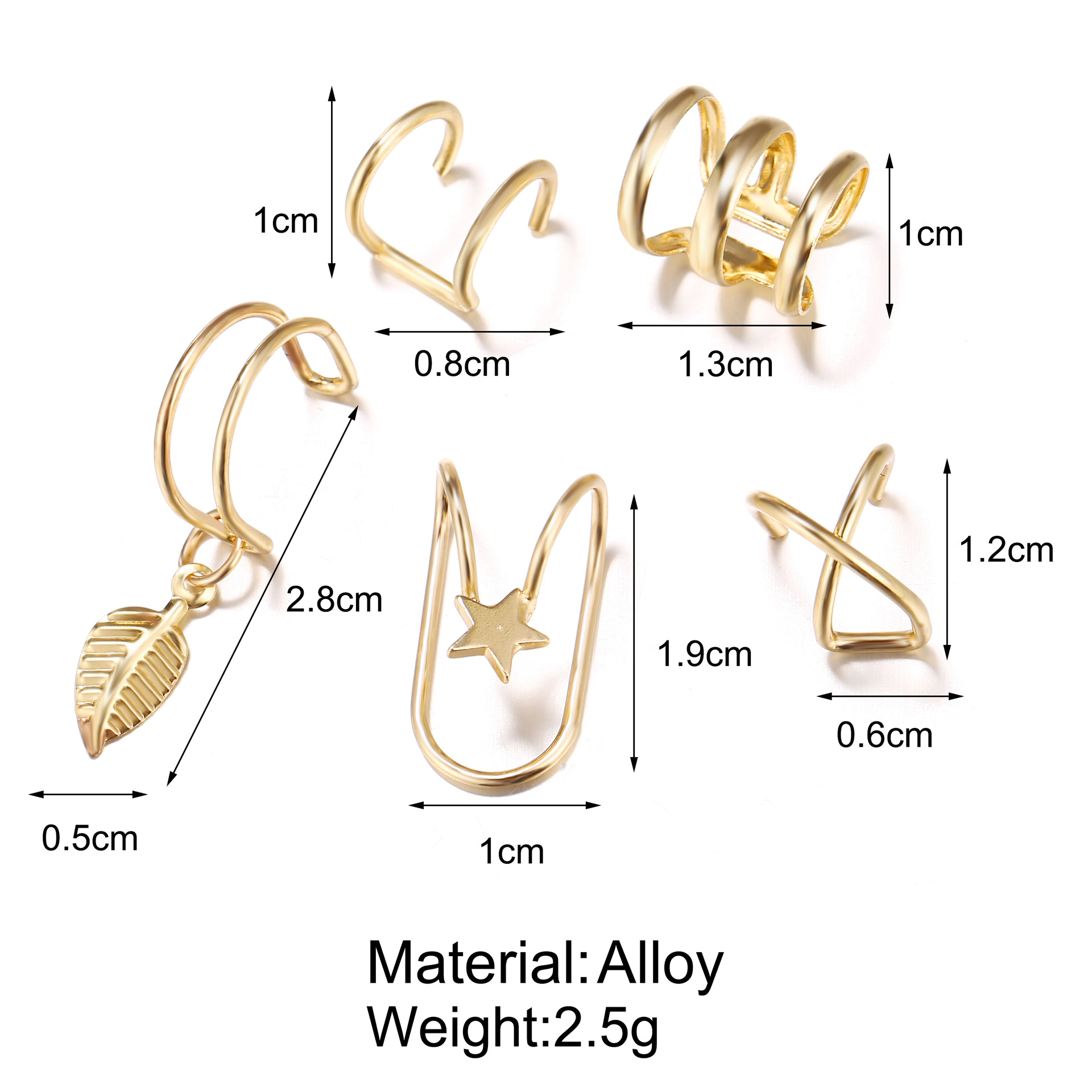 12PC Creative Gold Color Leaves Clip Earrings for Women Men Simple C Ear Cuff No Piercing Ear Ear Clip Set Trend Jewelry Gift