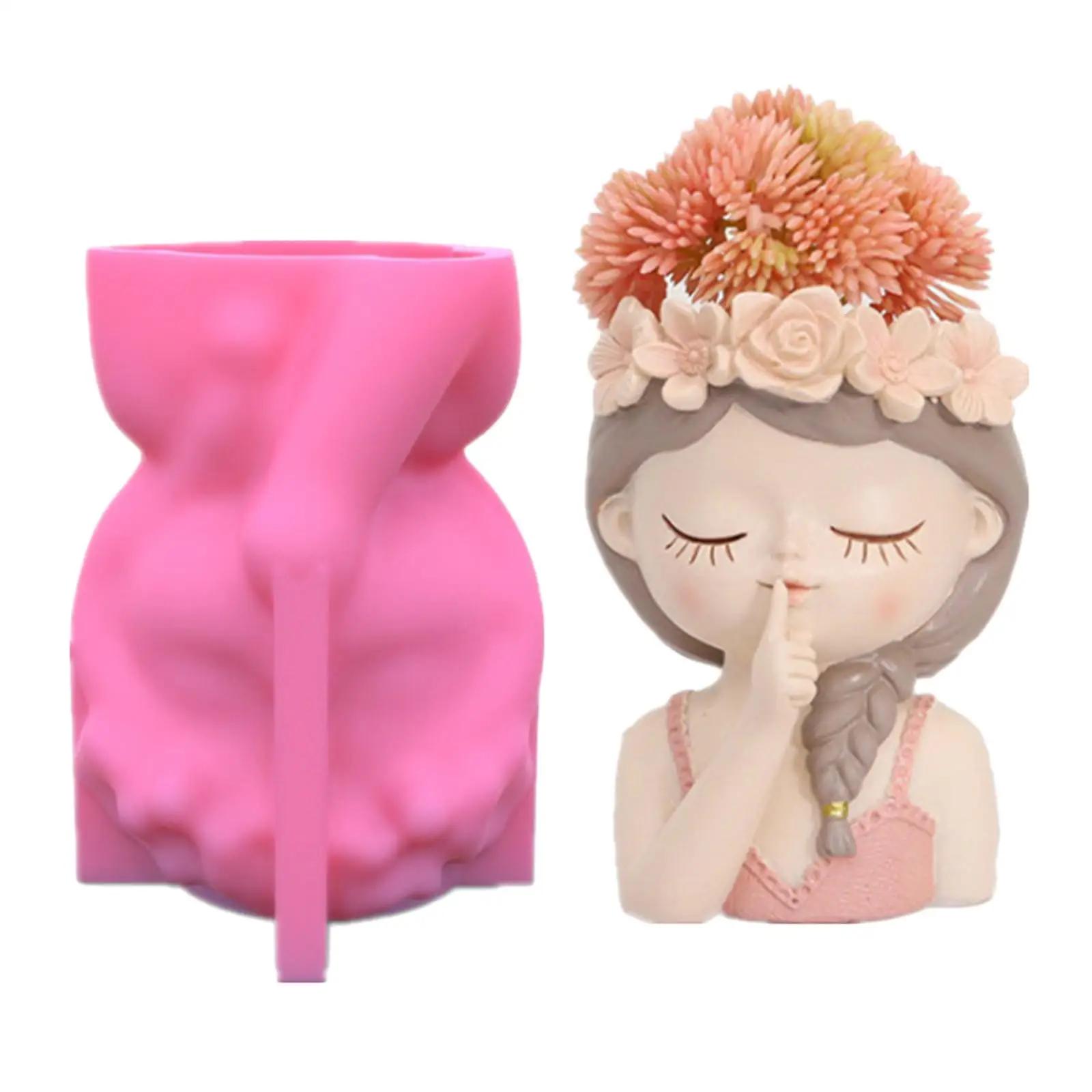Silicone Mold 3D Girl Flowerpot Gypsum Resin Candle Concrete Crystal Glue Tool DIY Handmade Crafts Ornaments