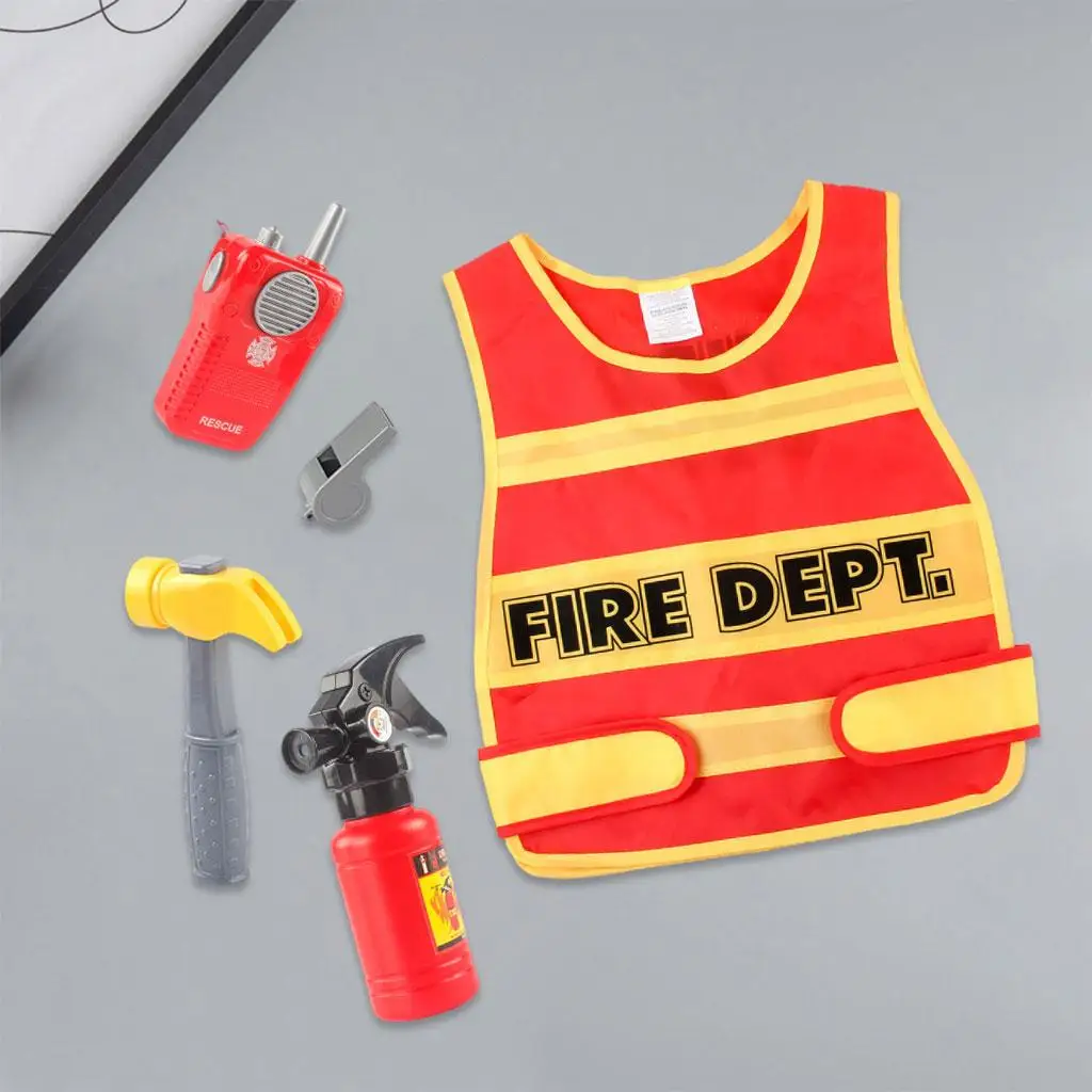 Firefighter Costume Dress Up Masquerade Props Construction Worker for Kids