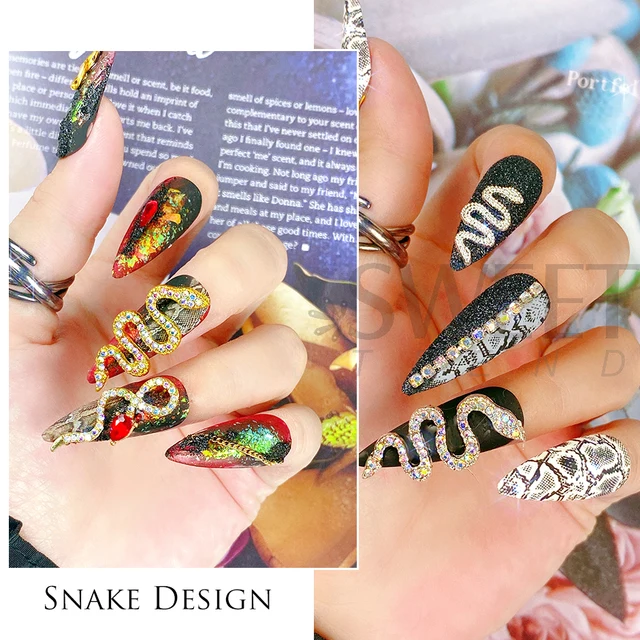 5/10pcs Large Small Big Flatback Luxury 3d Metal Snake Nail Shape Charms  Nail Art Rhinestones Jewelry Decor For Women TJ182 - AliExpress