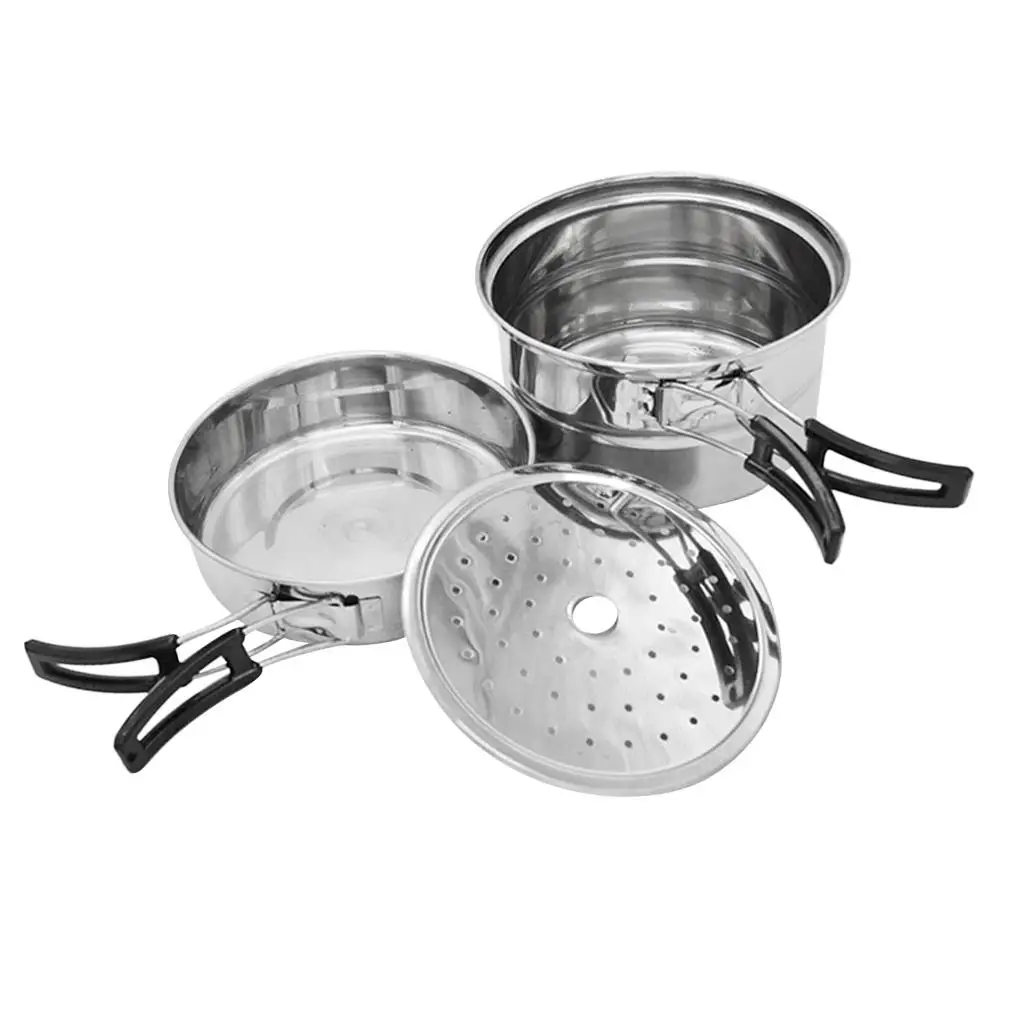 Non-stick Stockpot Fish Frying Pan and Steaming Rack Outdoor Cooking Utensil for BBQ