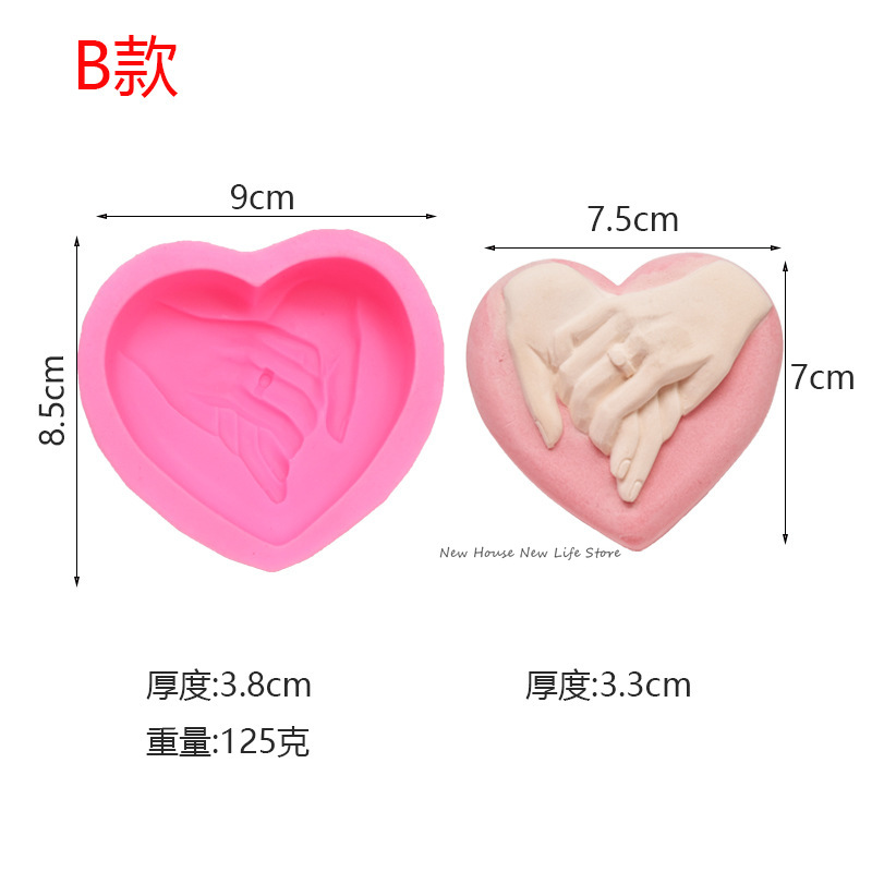 Description Picture 6 of item3D Heart-shaped Hand in Hand Handmade Silicone Soap Mold DIY Heart-shaped Candle Mold Chocolate Mold Wedding Cake Making Mold