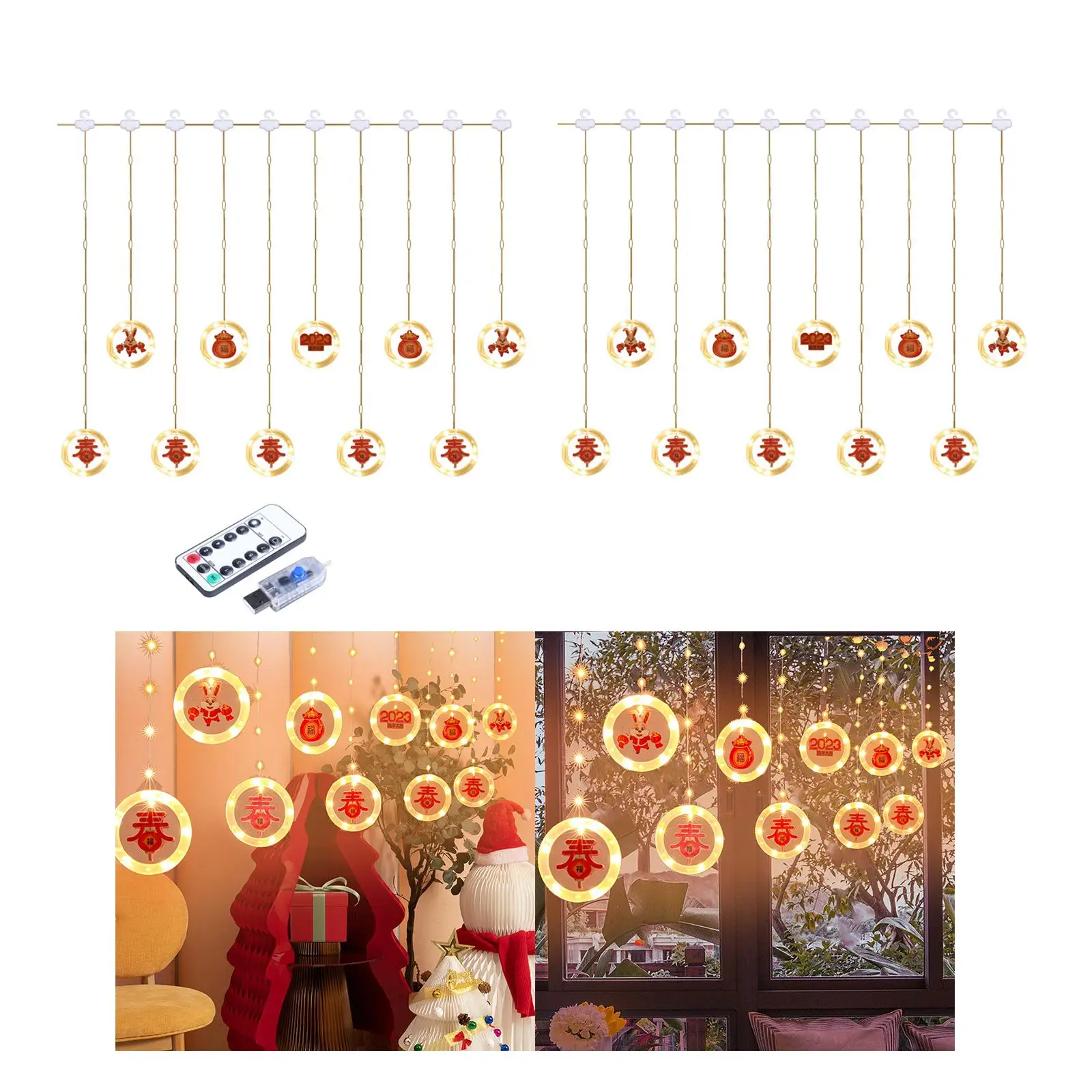 Chinese New Year Icicle Light Lights Outdoor Indoor Ornament IP44 Waterproof for Roof Holiday Patio Spring Decor