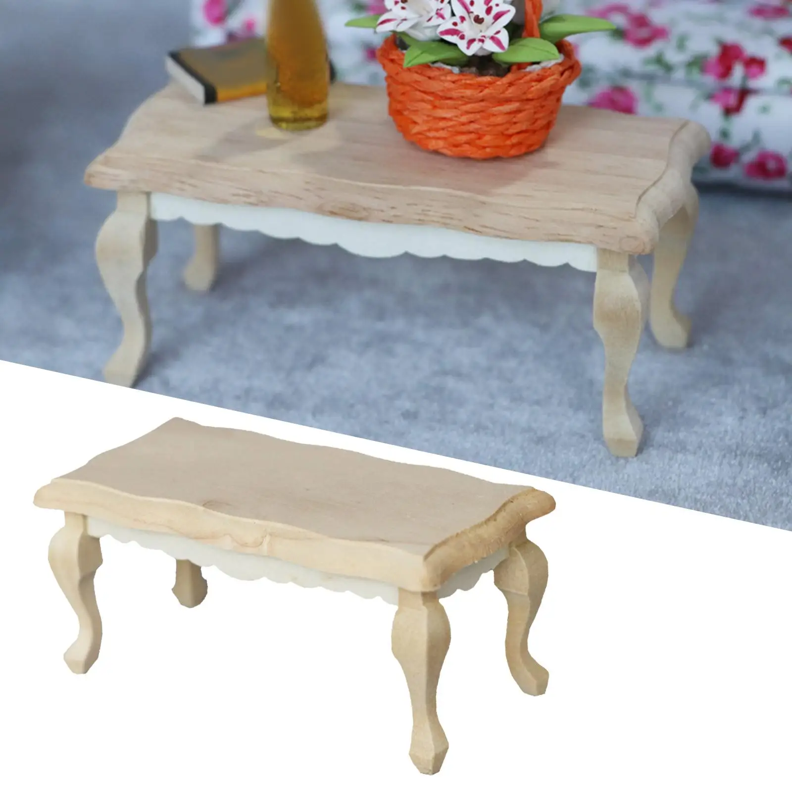 1/12 Scale Doll House Table Simulation Teatable Wooden DIY Craft for Girls