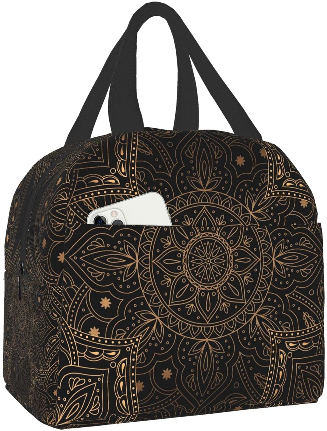 saco isolado floral preto, mandala de luxo