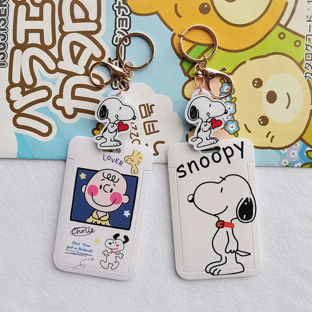 Snoopy Retractable Card Holder Pull Students Name Badge IC ID Work Bank  Credit Card Cover Cartoon Anime Reel Clip Card Keychain - AliExpress