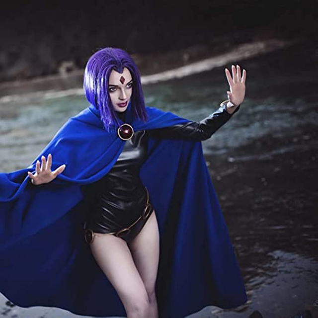 Teen Titans Raven Cosplay Traje De Super-herói Manto Zentai