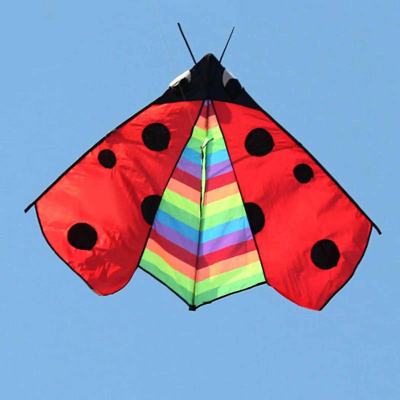 Colorful Delta Kite Fly Kite Flying Toys Single Line Easy to Fly Huge Wingspan Triangle Ladybug Kite for Garden Family Trips