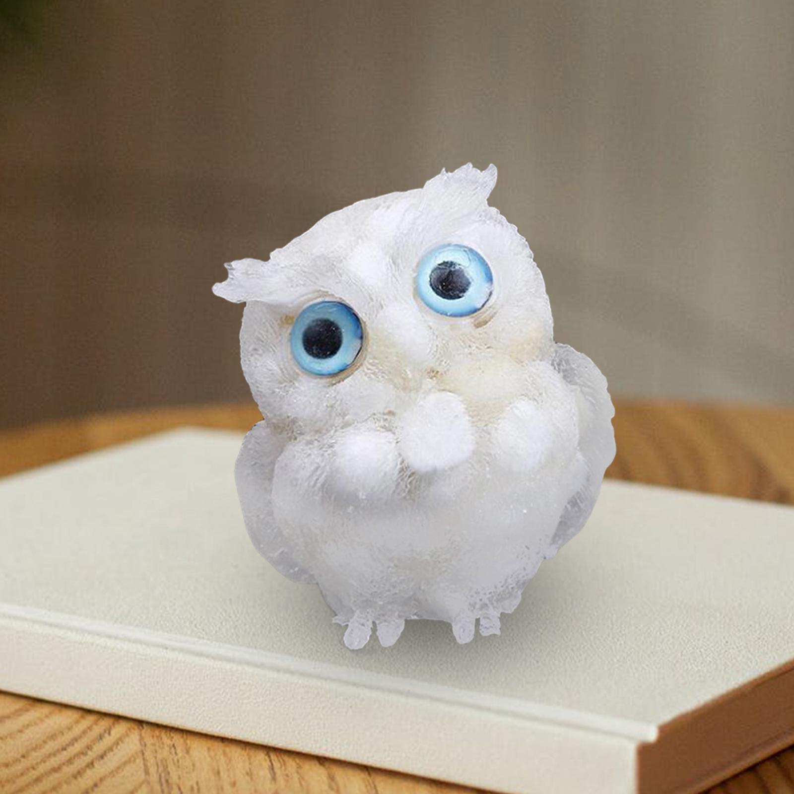 Creative Owl Statue Collectible Craft Natural Crystal Owl Ornament for Office Desktop Home Decor Accents Housewarming Gift