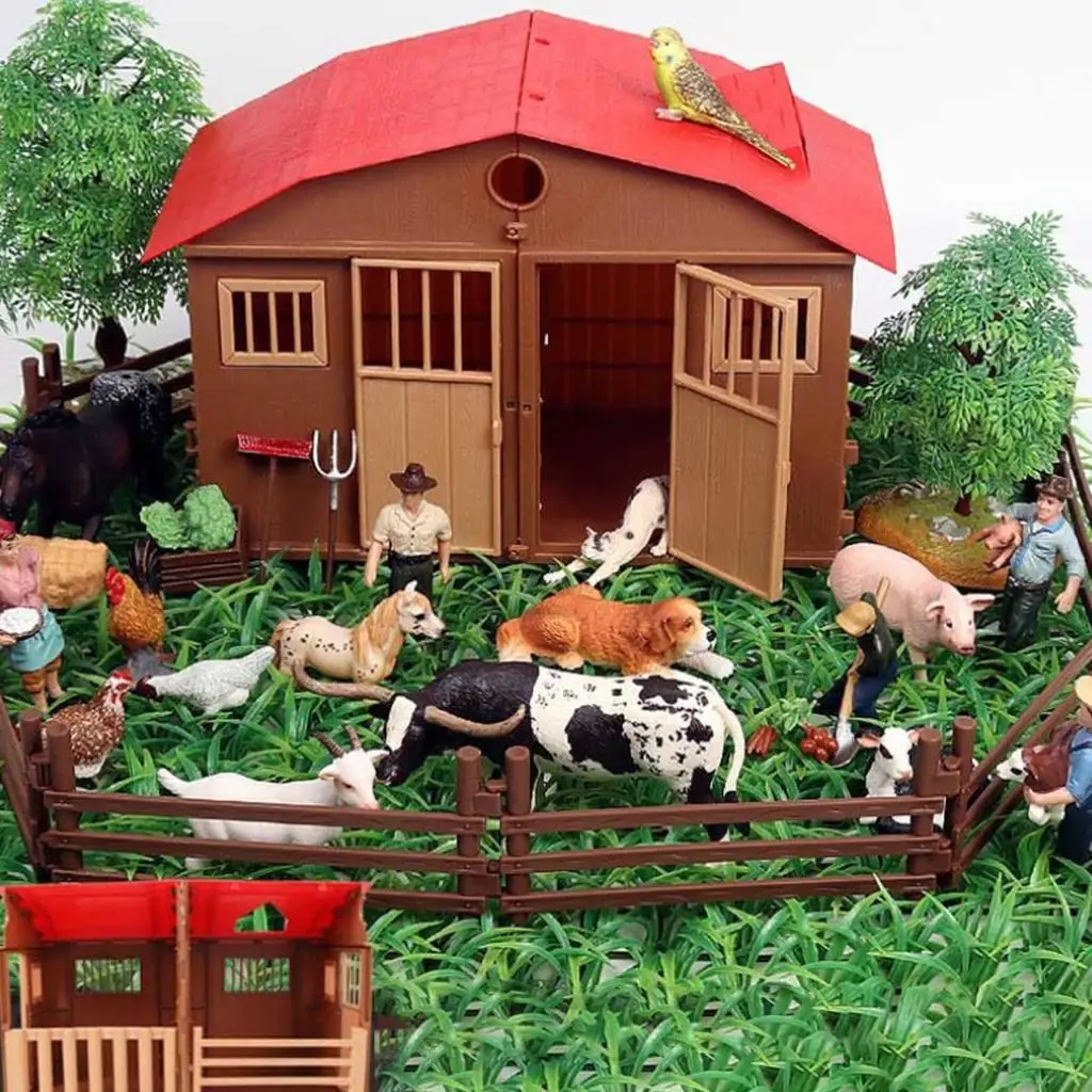 Simulated Farm Model Miniatures Plastic House Educational Toy Playhouse Decor Playset Props