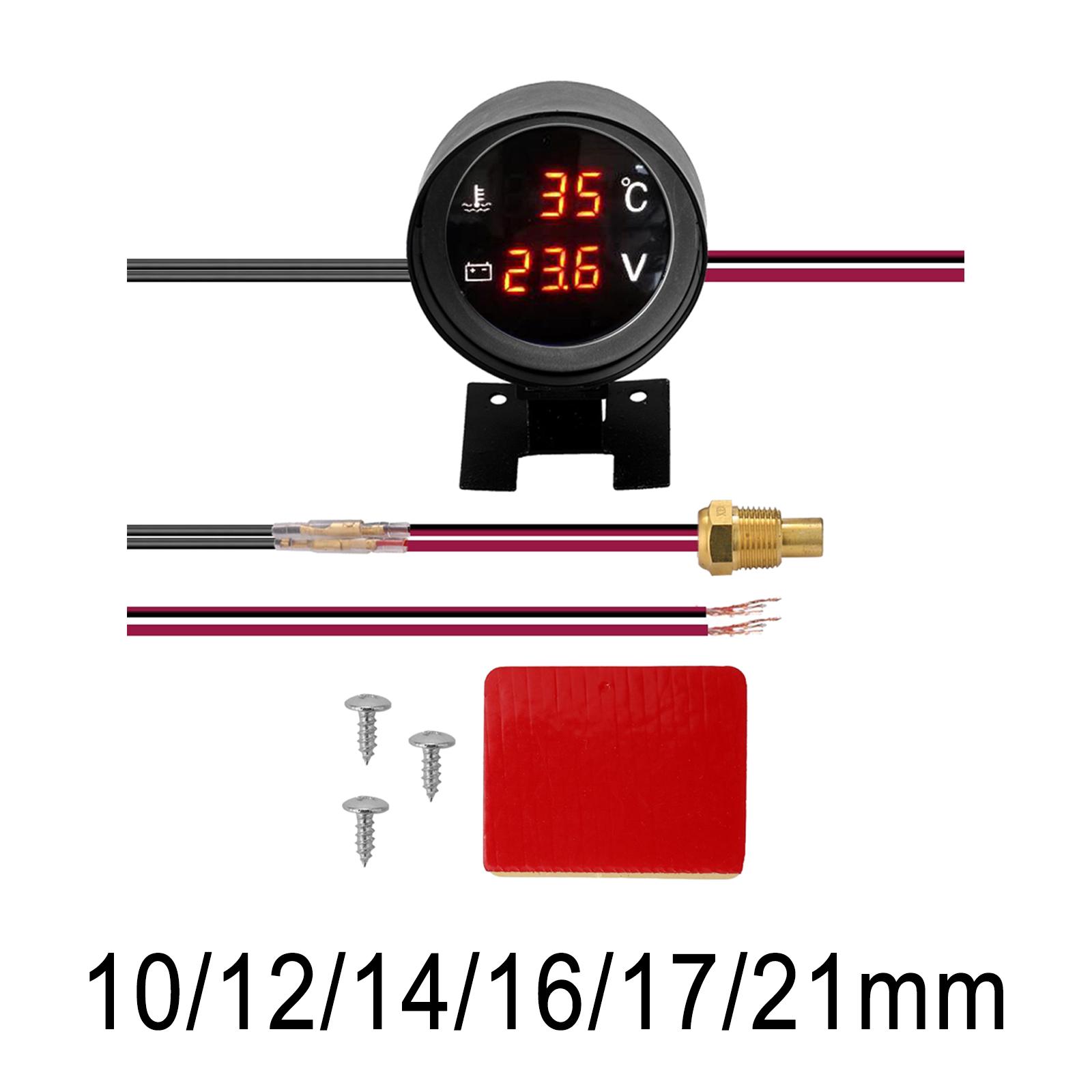 Car Truck Water Temp Gauge Voltage Meter Universal 12V/24V Replacement Durable 2 in 1 Car Accessories Spare Parts Vehicle Meter