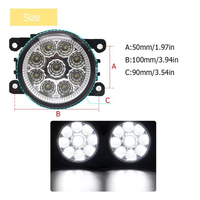 2PCS Car Styling 9-Pieces LED Fog Lights Assembly for Peugeot