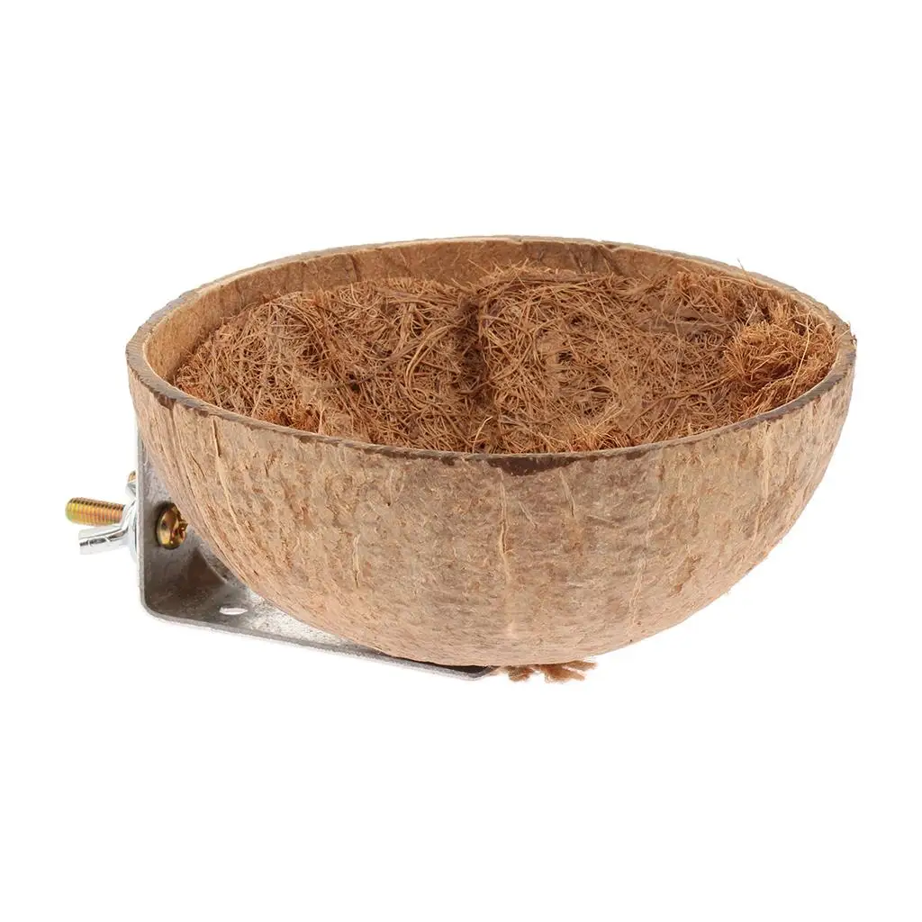 Coconut Shell Bird Nest House Hut for Pet Parrot Canary Finch Pigeon Cage Hamster Rat Gerbil Mice Cage Seed Toy