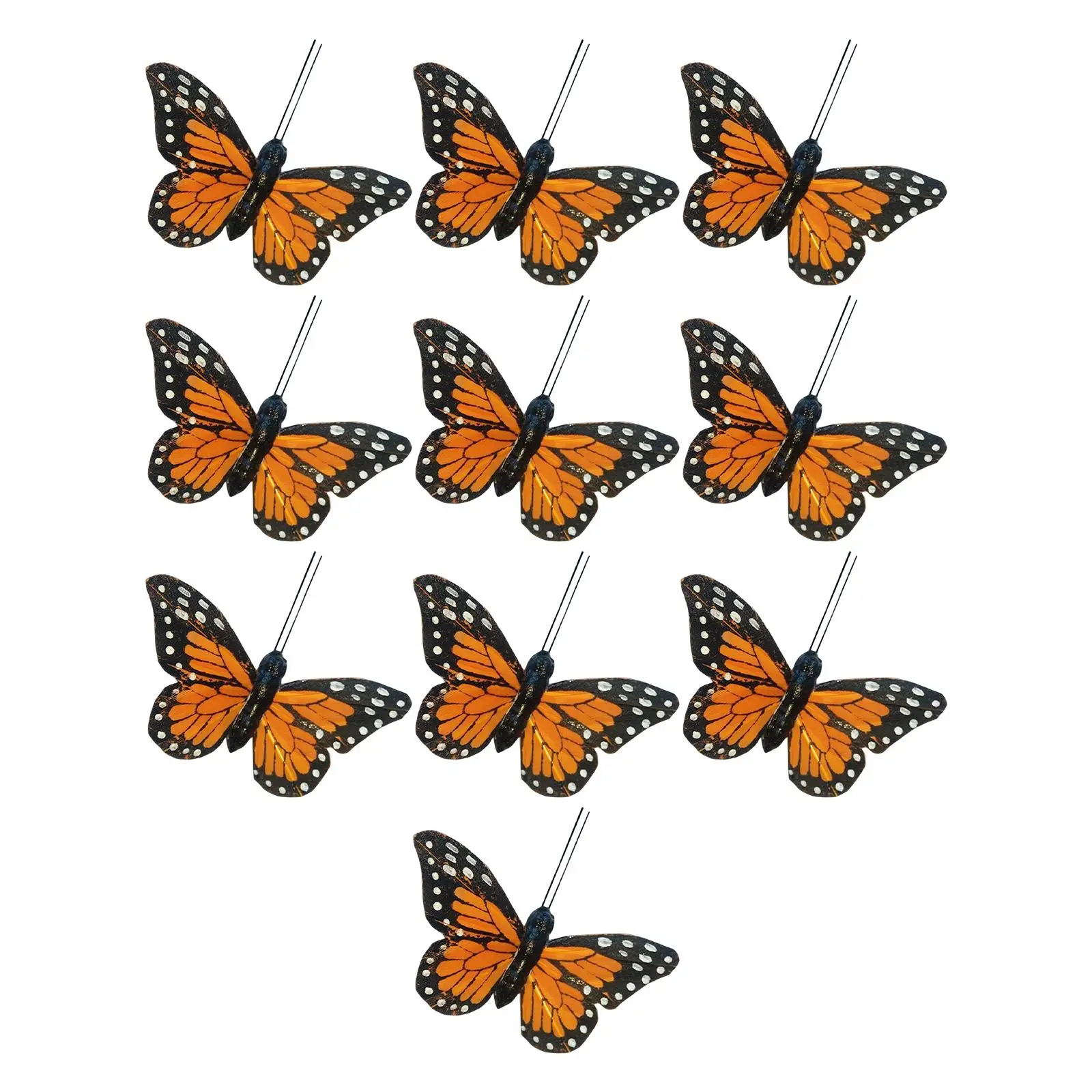 10x Monarch Butterfly Wall Decor Crafts 3D Butterflies for Party Home Wall