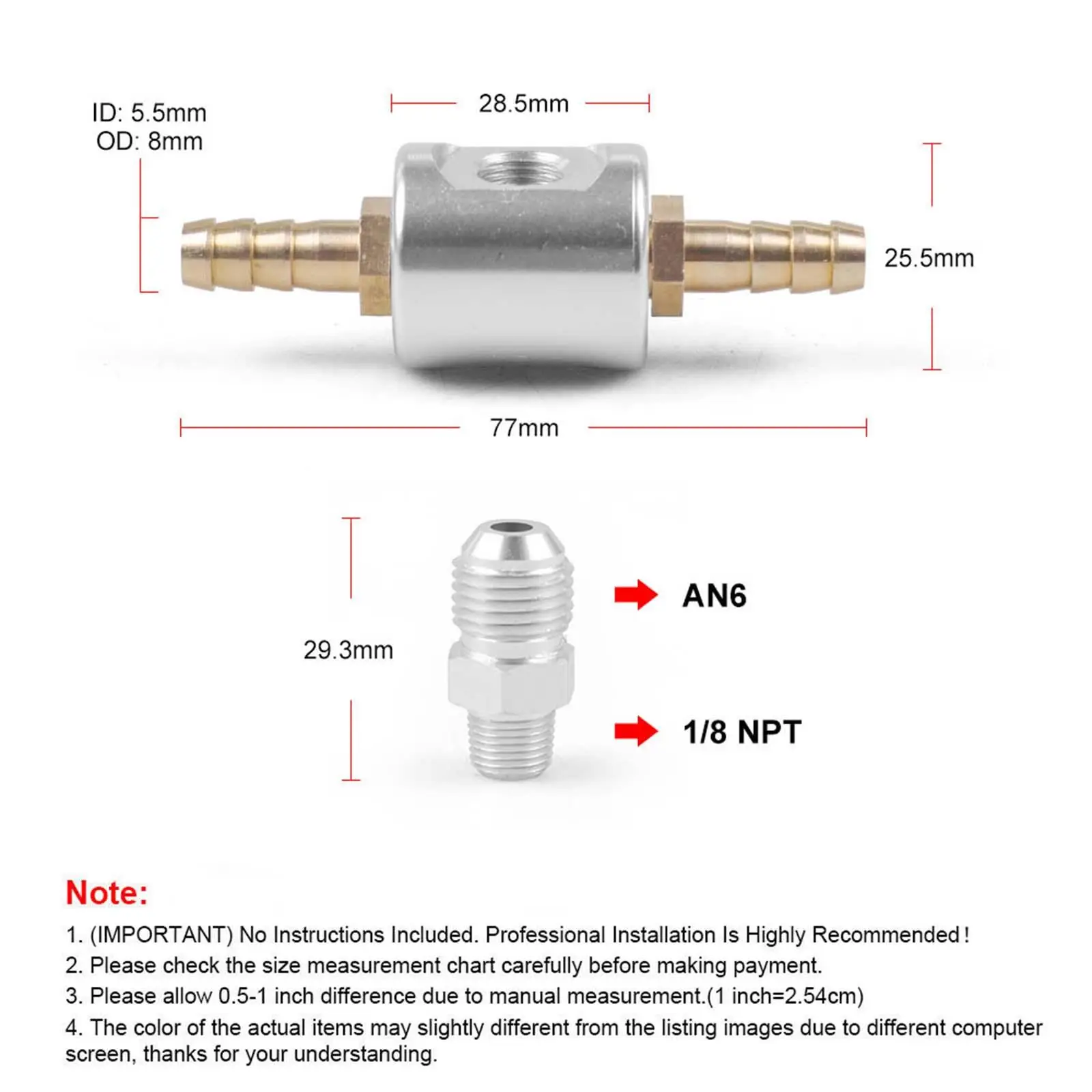 Fuel Pressure Gauge 1/8 NPT High for `88-`00