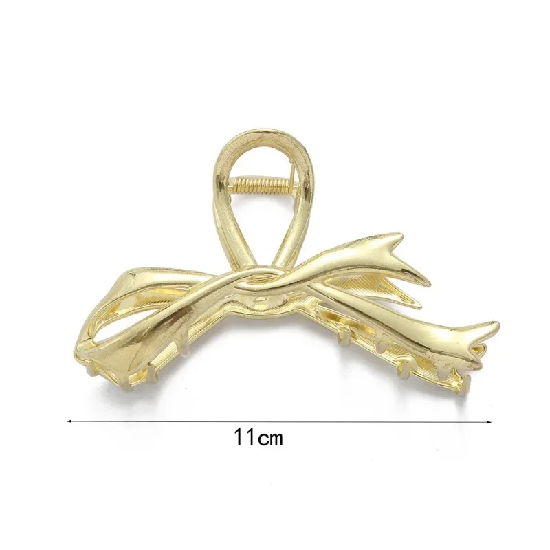 Koreanische Geometrische Metall Gold Silber Schwarz Gaint Bogen knoten Haar Klaue Clip für Frauen Dicke Dünne Kopf Zubehör Streamer Krabben Klemme – Detail 1