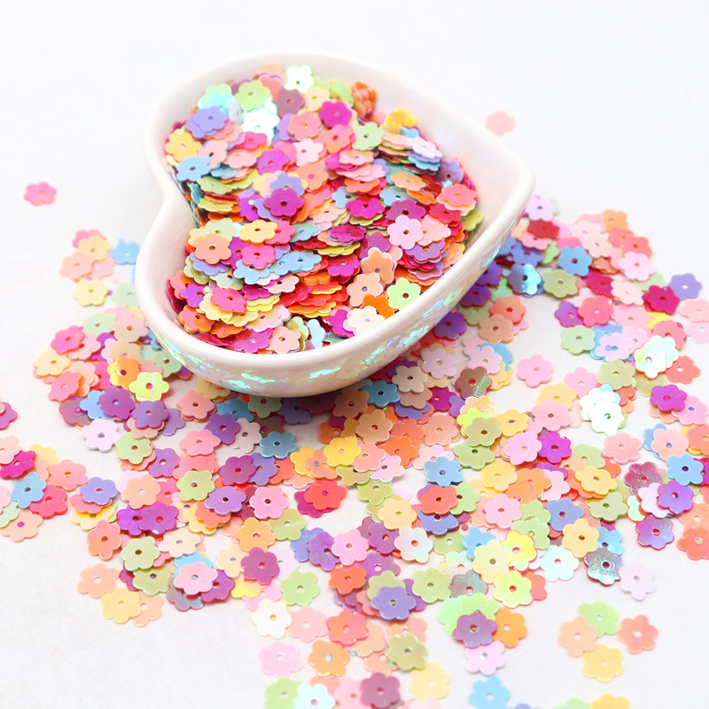Blumen-Pailletten, 6 mm, flache PVC-Pailletten, lose Lentejuelas für Handarbeiten, Basteln, Nähbeschläge, Modeschmuck, 10 g/Menge – Detail 3