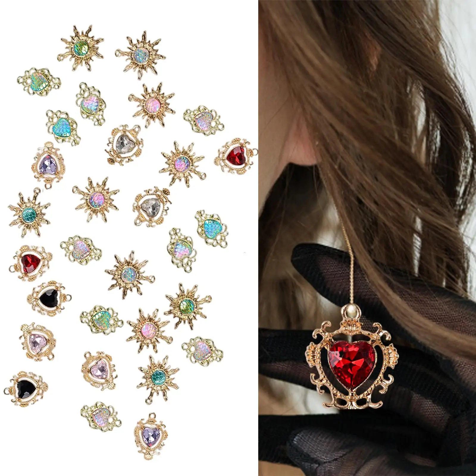 30 Rhinestone Charms Pendants Jewelry Making Keychain Craft Bracelets