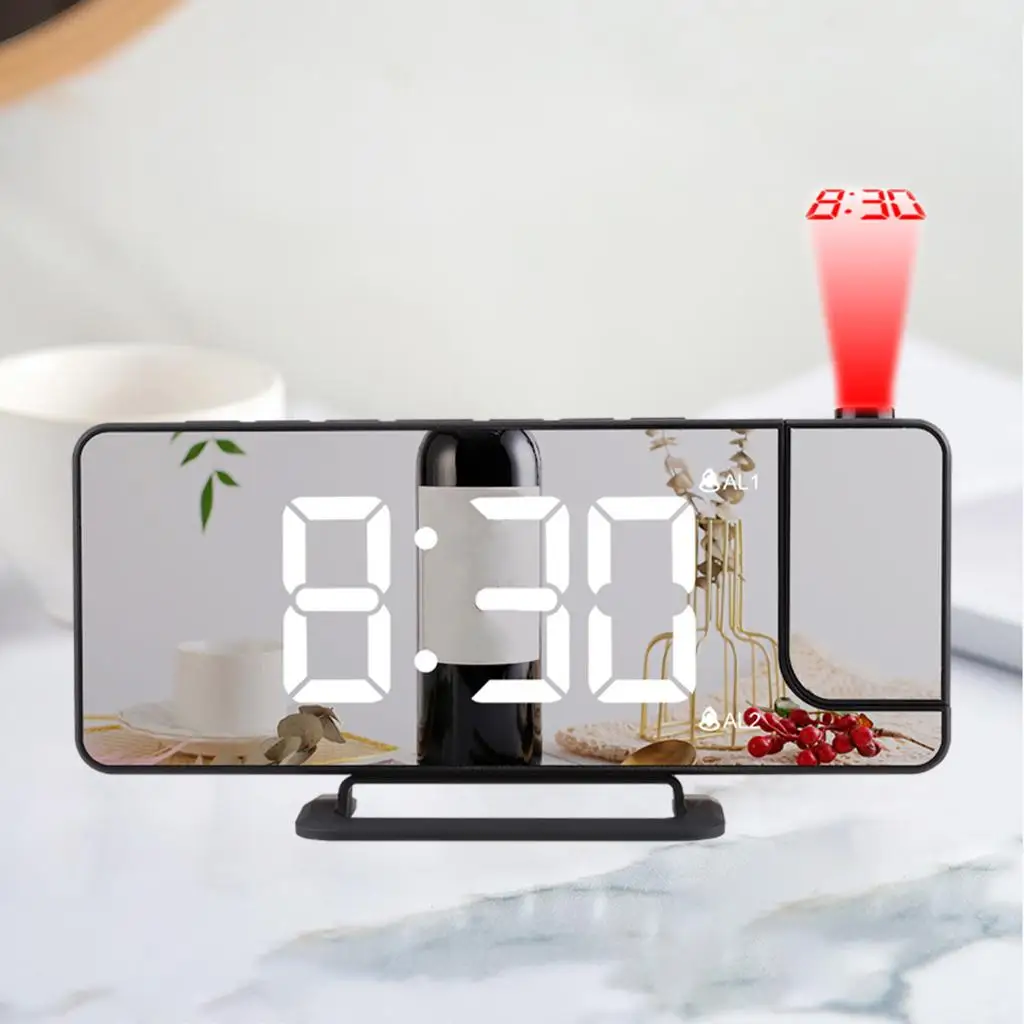 Mirror Digital Clock Auto Adjust Brightness Dual Alarms Clock for Kitchen Decoration