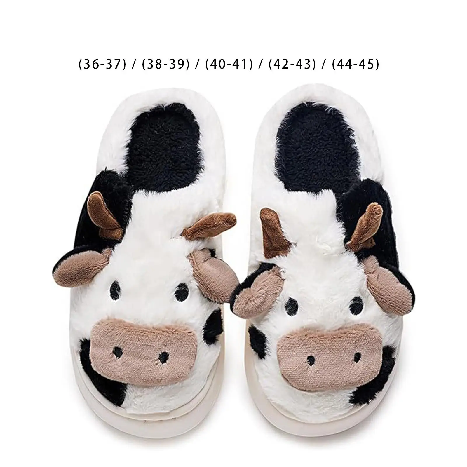 Winter Cow Plush Slippers Casual Birthday Gift Warm House Slippers Animal Indoor Shoes for Apartment Dorm Travel Bedroom Female