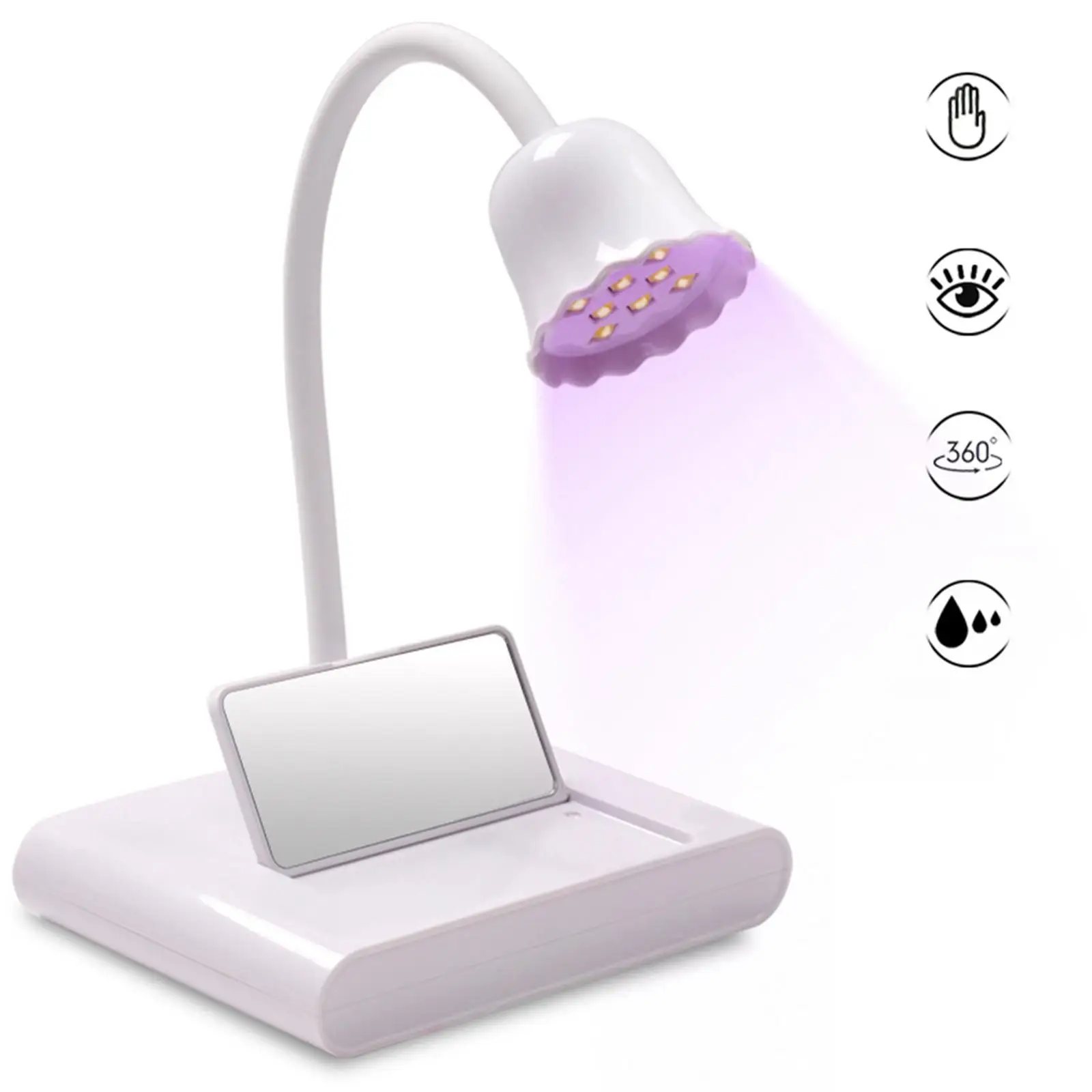 LED Nail Lamp 360 Degree Rotatable Rechargeable 20W Professional Flexible Portable Nail Dryer Machine for Fingernail Toenail Gel