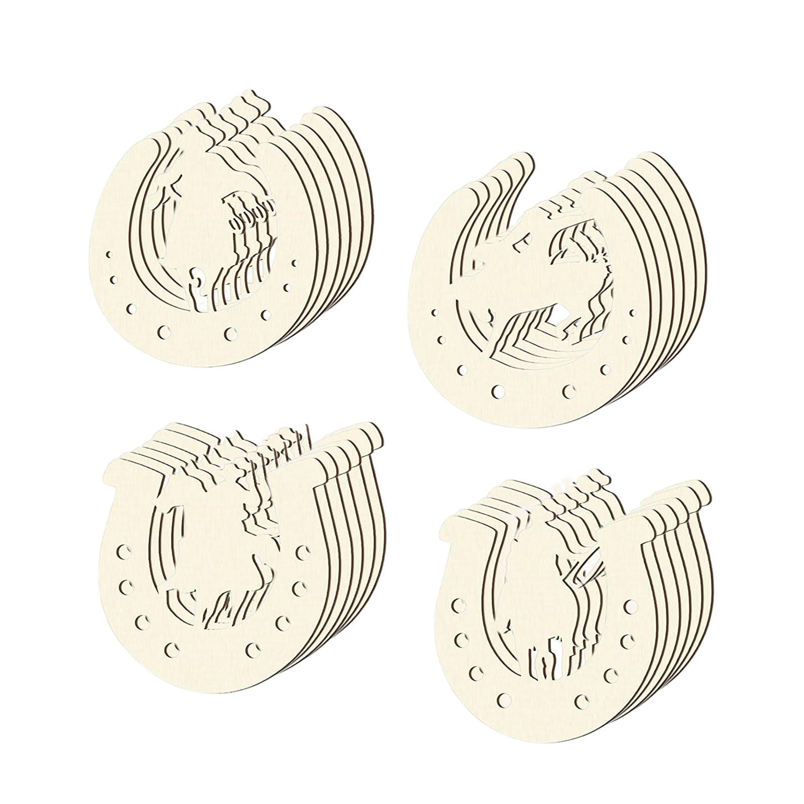 Unfinished Wood Horseshoe Slices Decorative Accessories Beautiful Gifts Tags Polished Surfaces Blank Chips for Party Decoration