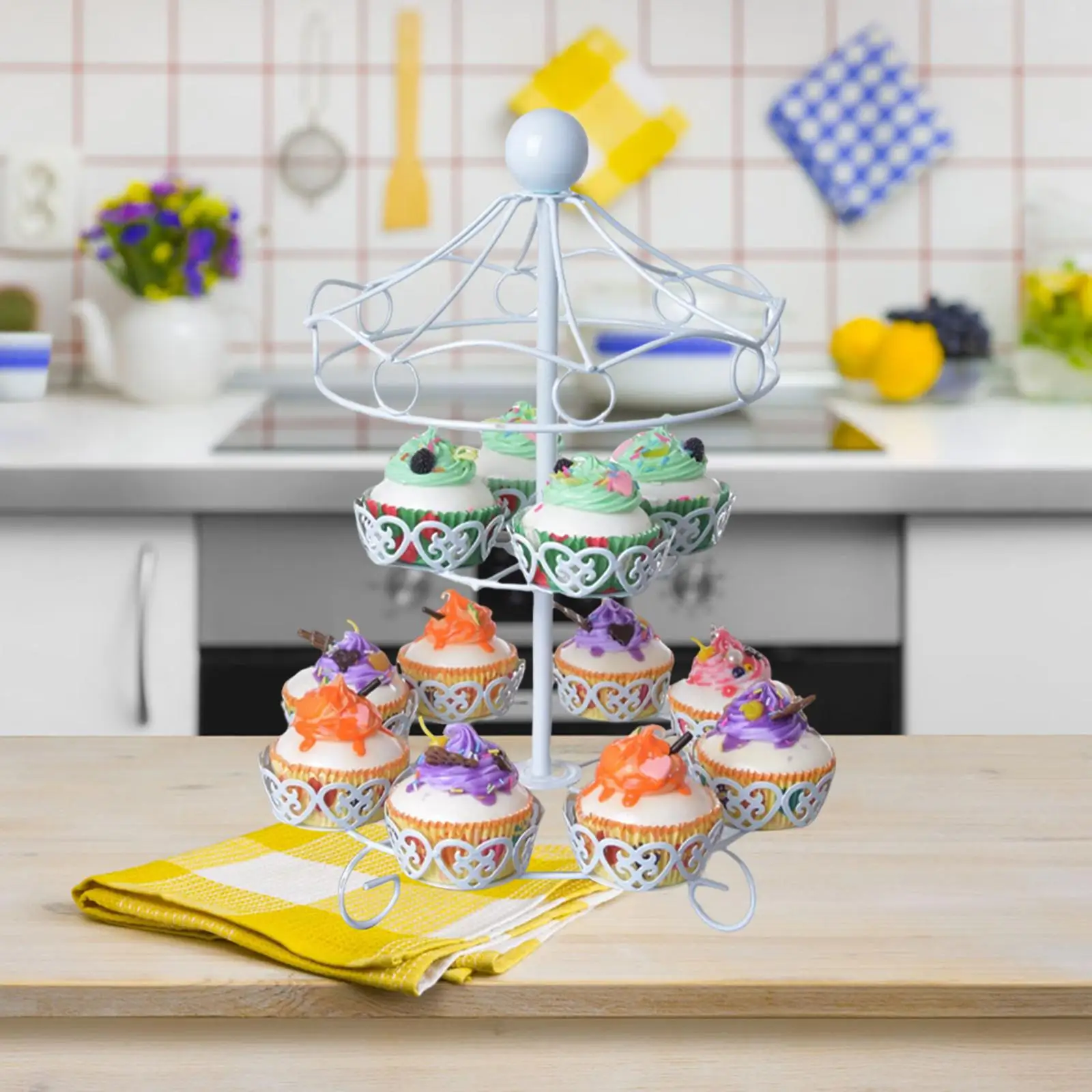 Multipurpose Cupcake Holder Display Stand Cake Holder Cake Display Server Tray for Wedding Anniversary Events Dining Table Decor