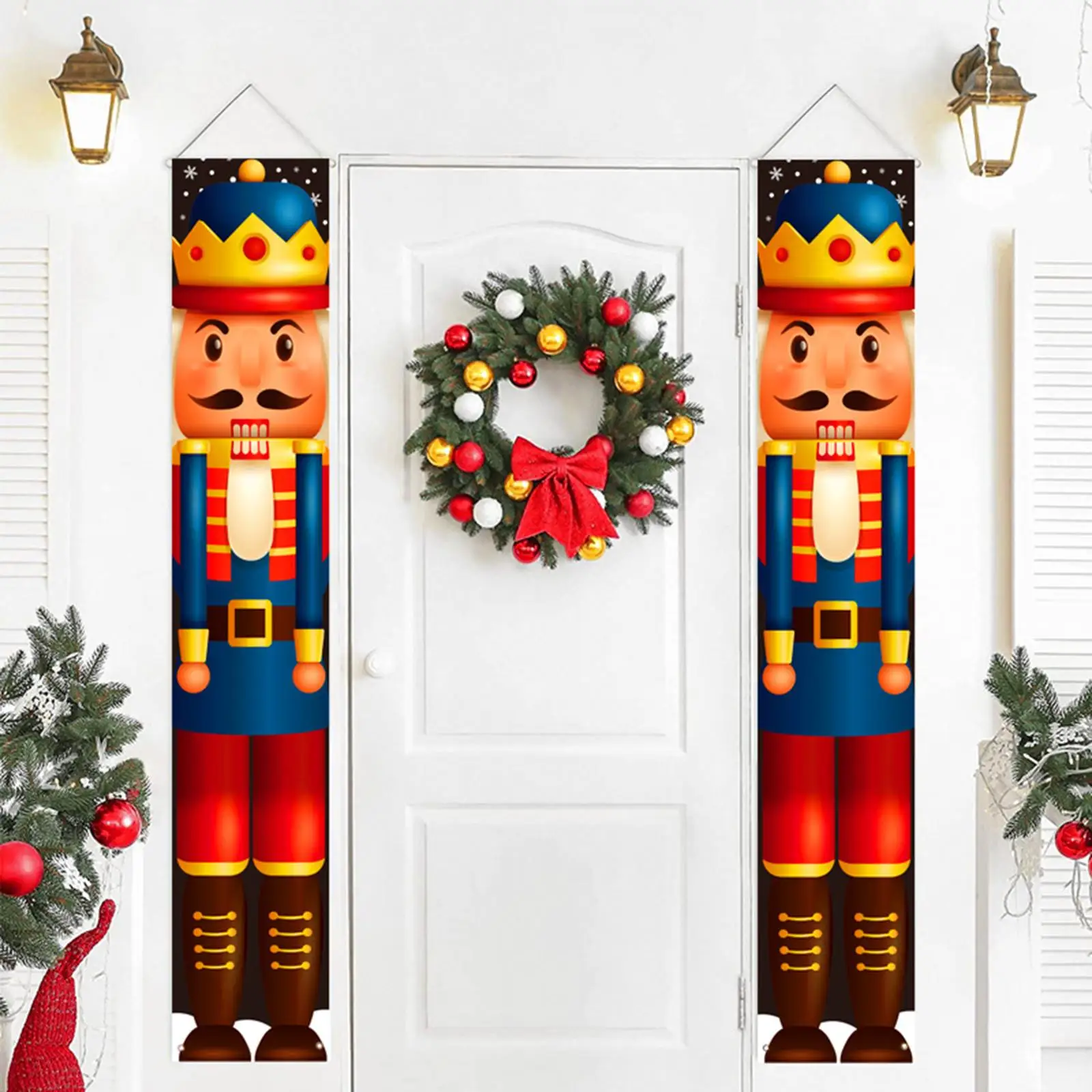 1Pairs Christmas Nutcrackers, Door Curtain Christmas Signs Nutcrackers Soldier Figure for Bedroom Yard indoor  Decor
