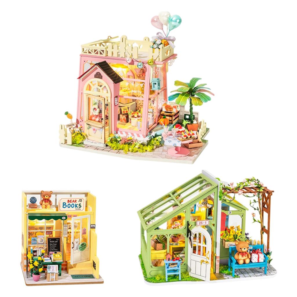DIY Handcraft Dollhouse with Realistic Furniture Kit LED Light Wood Modern House 3D Puzzles Self Assembly Doll House Toys