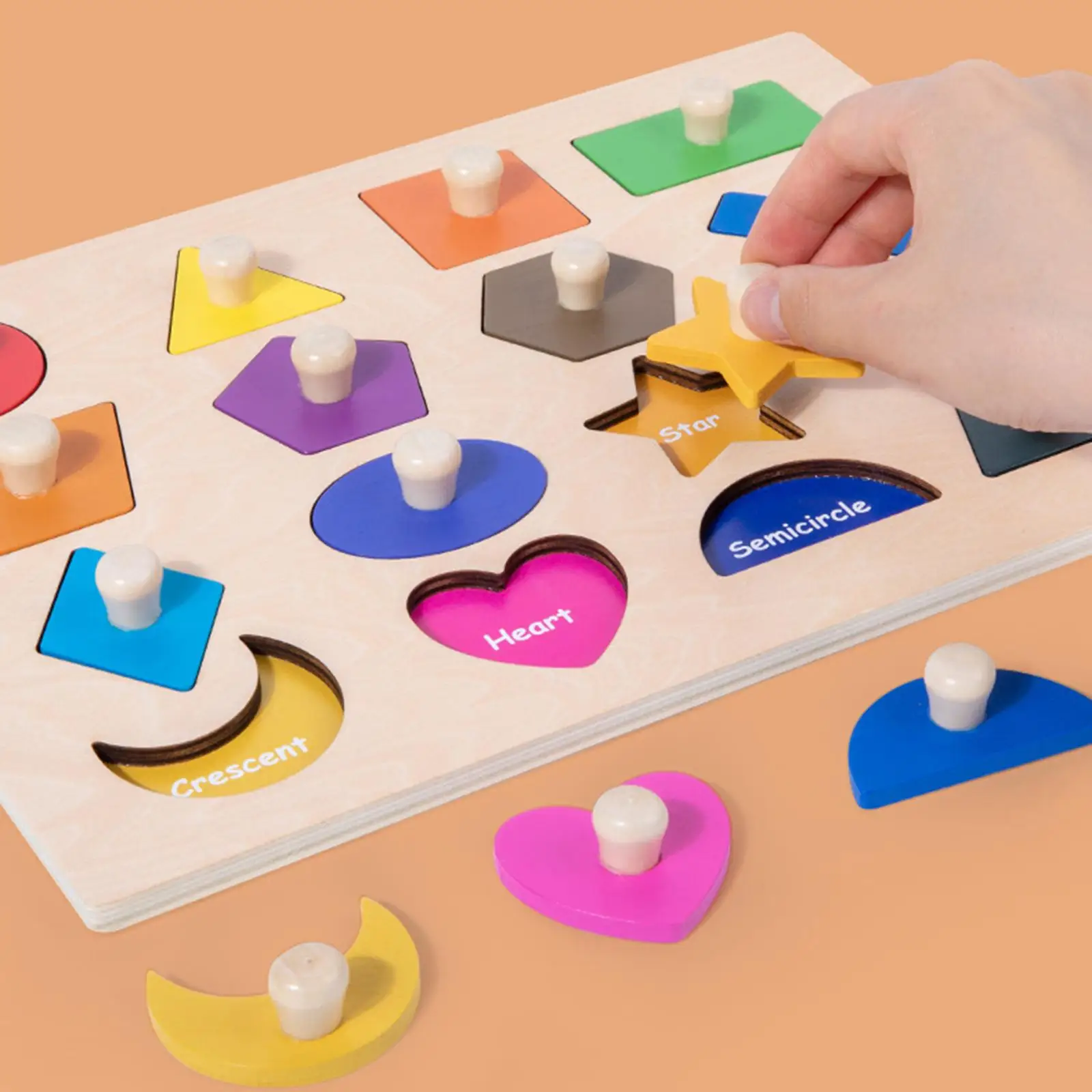 Wooden Sorting Stacking Blocks Shape Color Recognition for Boy and Girl Baby
