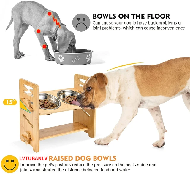 ATUBAN Elevated Dog Bowls,Adjustable Raised Dog Bowl for Small
