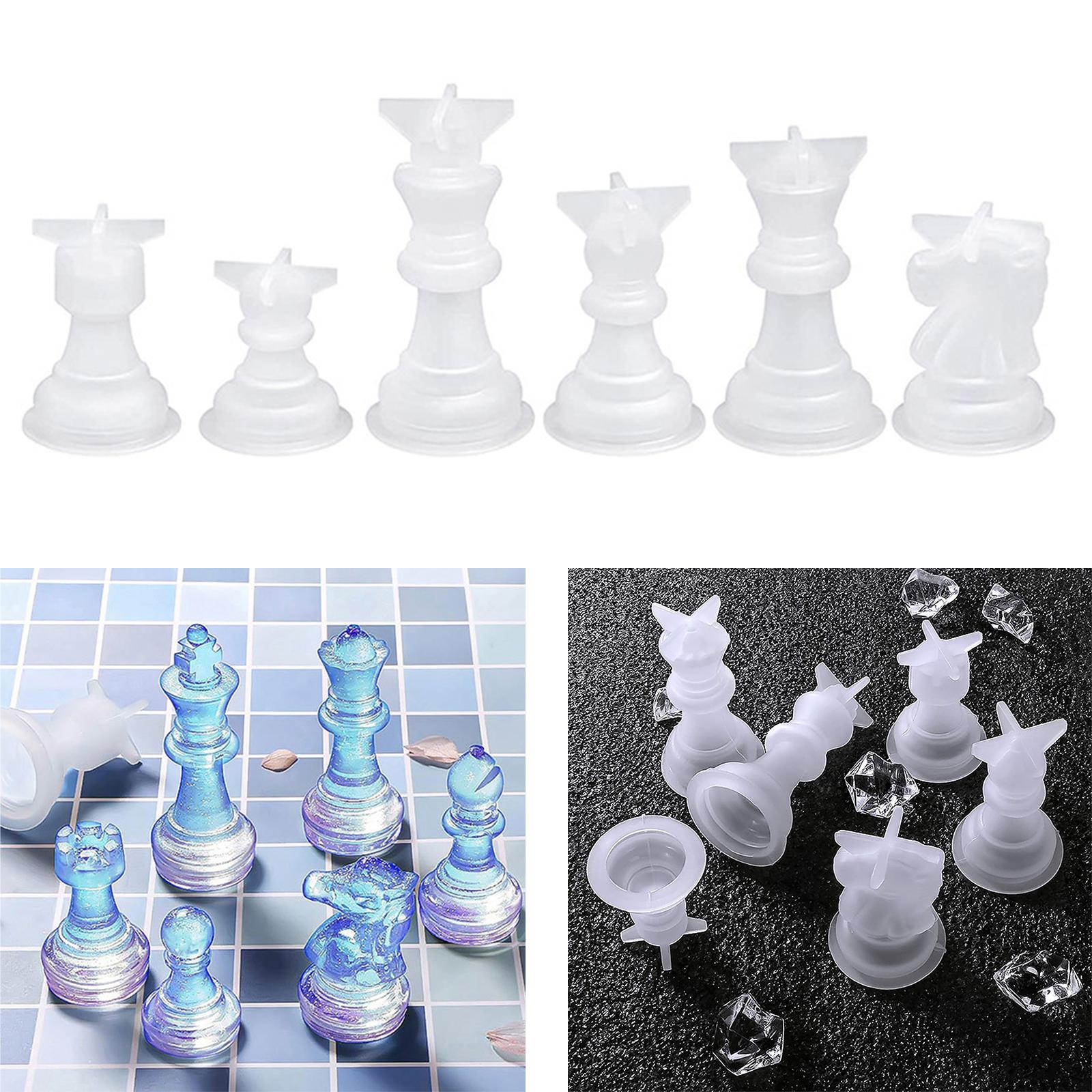 6Pcs International Chess Silicone Mold 3D Chess Resin Molds for DIY Crafts Making Family Party Christmas Gift Home Decoration