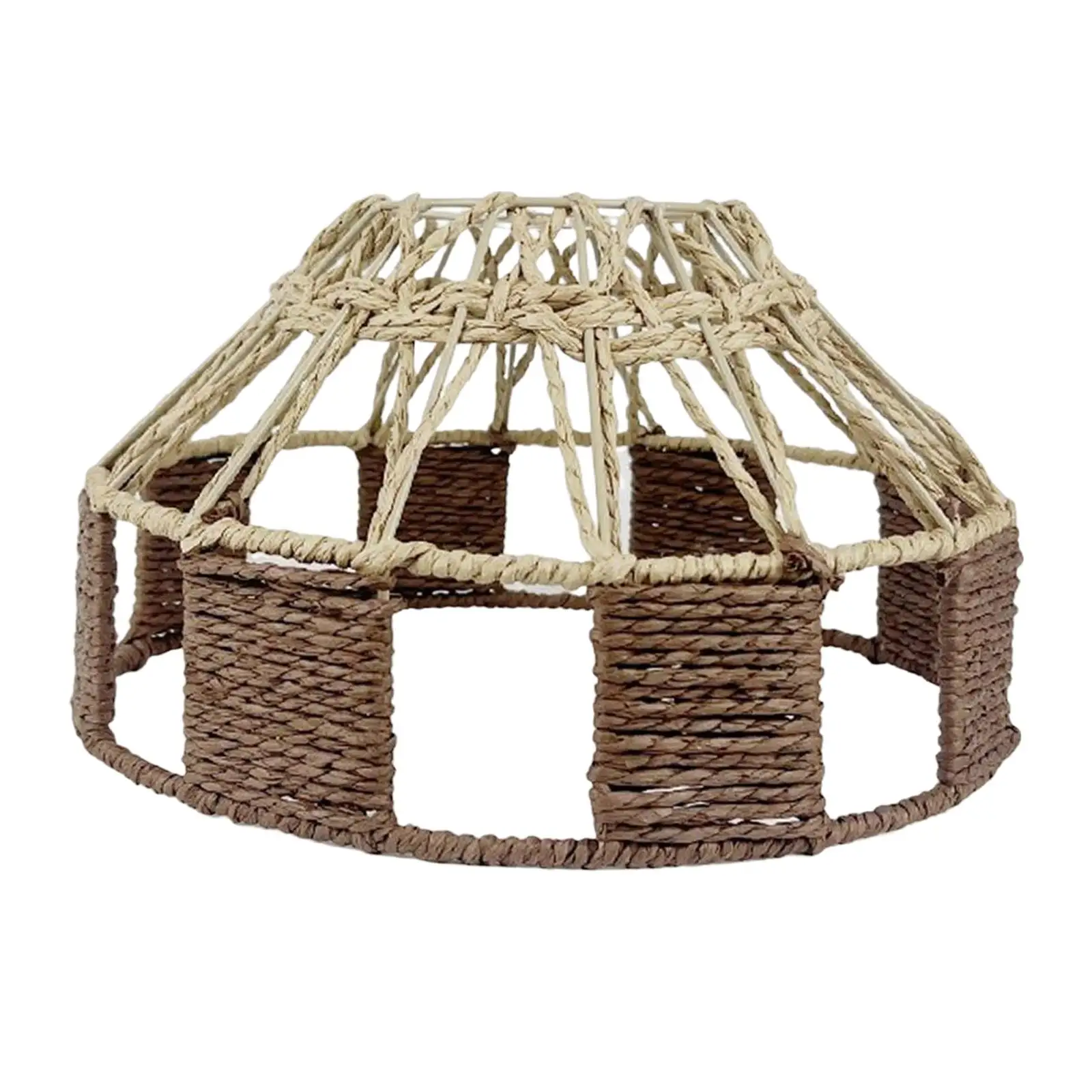 Rustic Boho Handwoven Wicker Lampshade Pendant Lamp Shade Paper Rope Rattan Lampshade for Living Room Farmhouse Ceiling Bedroom
