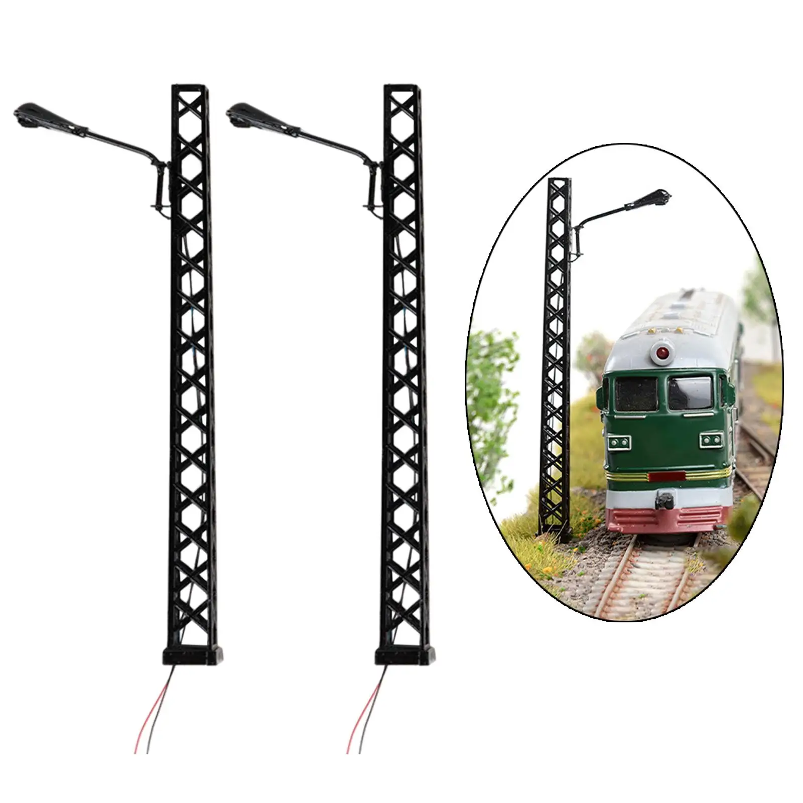 2 Pieces 1:8 Lattice Mast Light  Decorative Miniature Building Street Lamp Lamppost Landscape Model  Railway