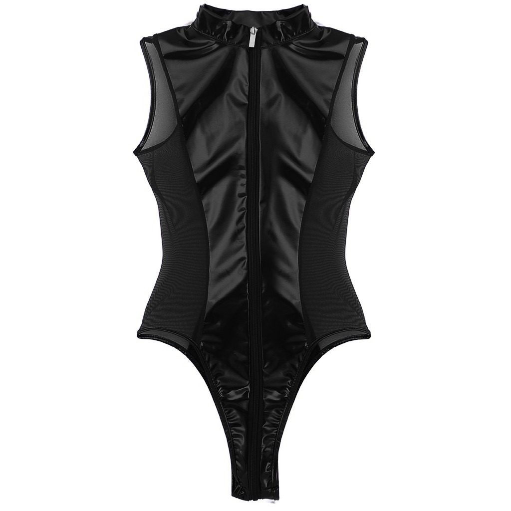 Sexi Women Sexy Lingerie Dress Latex Bodysuit Motocross Clothing Jacket  with Zipper Erotic Faux Leather Catsuit Sex Body Suits | AliExpress