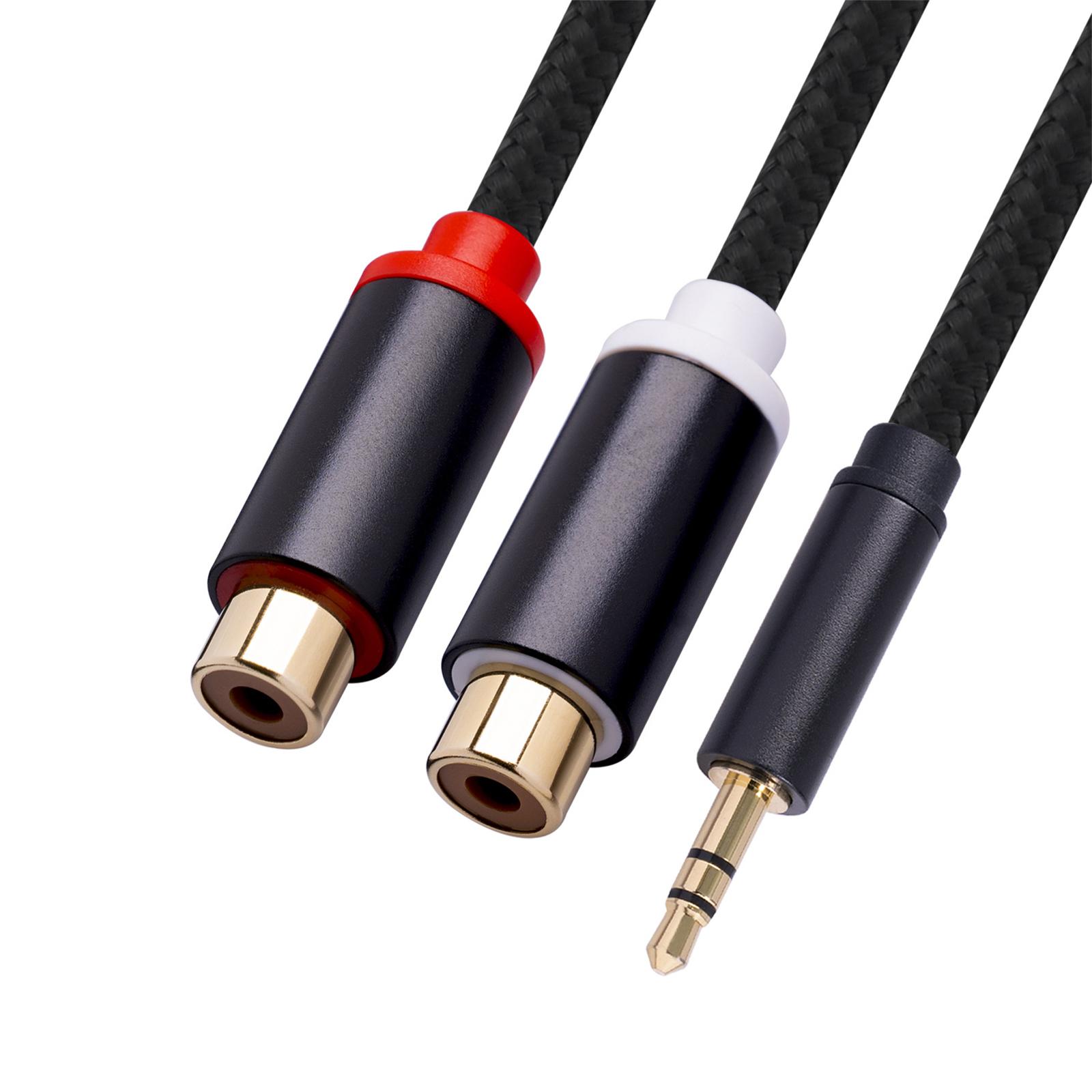 12 inch Stereo Audio Cable Plug and Play Aluminum Foil Braided Gold Plated Y Splitter Connector Jack Cord for Home Theater MP3