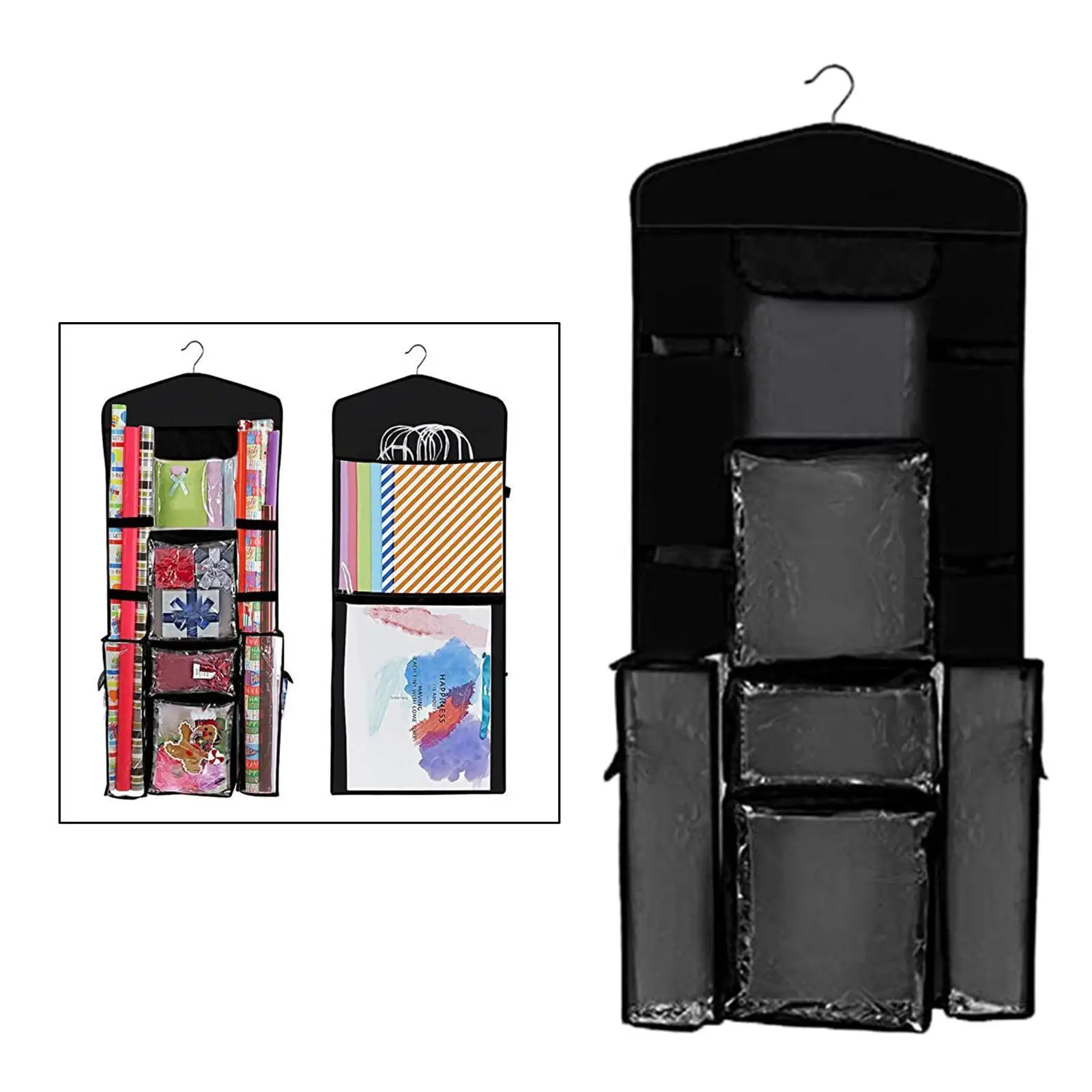 Large Double-Sided Hanging Gift Wrap Organizer Closet Storage Bag with Hook