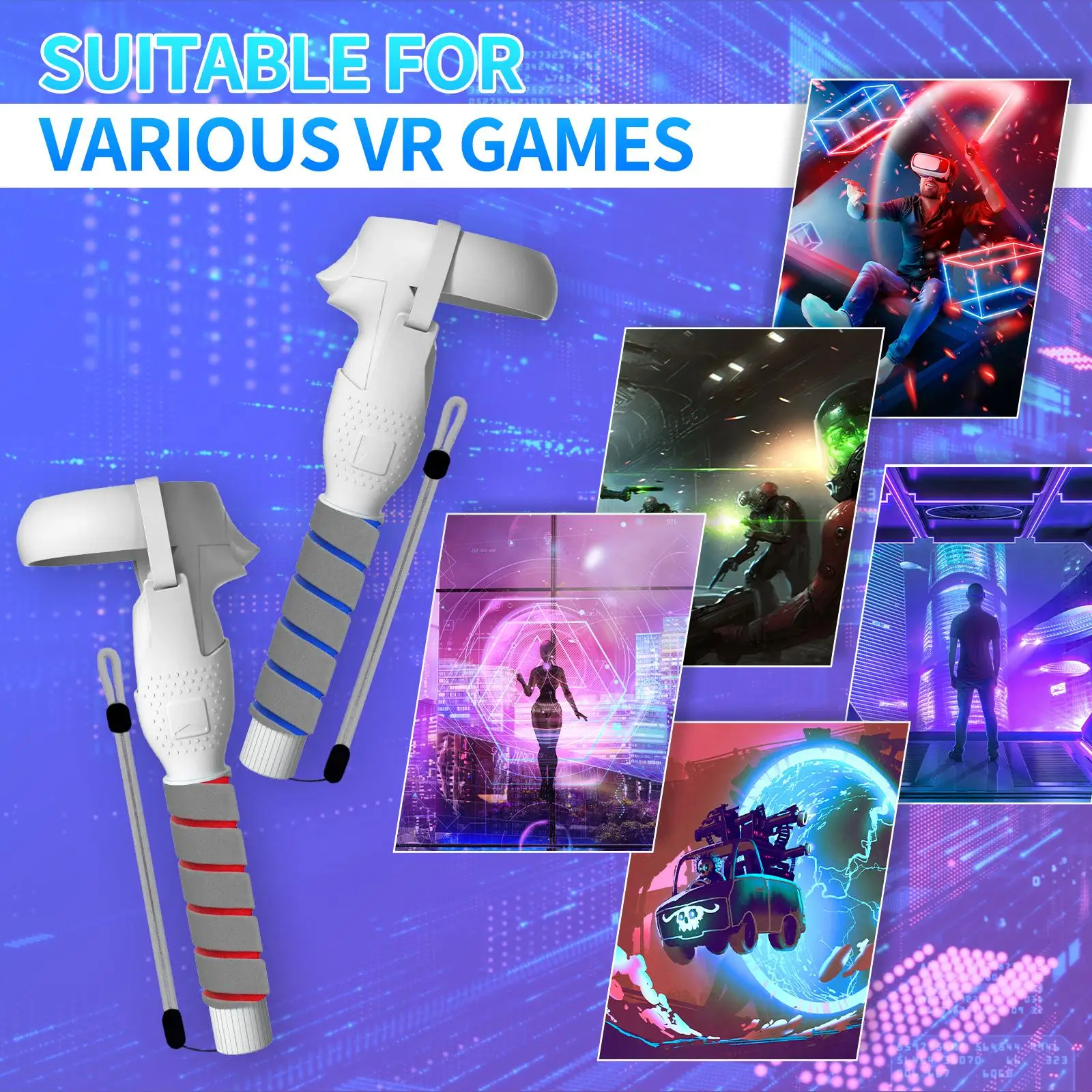 VR Game Handle Accessories Sturdy Playing VR Games Assembly Easy to Install Direct Replaces Comfortable for Quest 2 Controllers