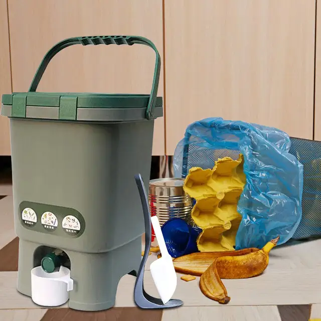  jinyi2016SHOP Cubo de basura orgánico, para frutas, cocina,  contenedor de fermentación de residuos, contenedor de basura de  almacenamiento, máquina de compostaje portátil para jardín, cubo de basura  (capacidad: 17.7 x 31.5 in) 