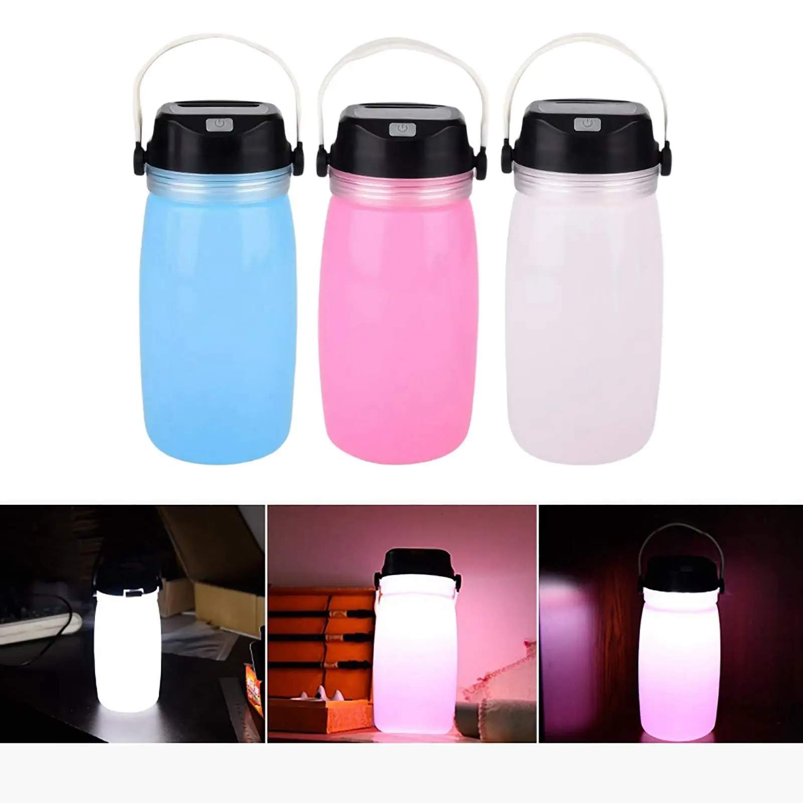 Tent Light with Solar Charging System for Outdoor Camping Camping Lamp Solar Charging Solar Charging Water Bottle Water Bottle