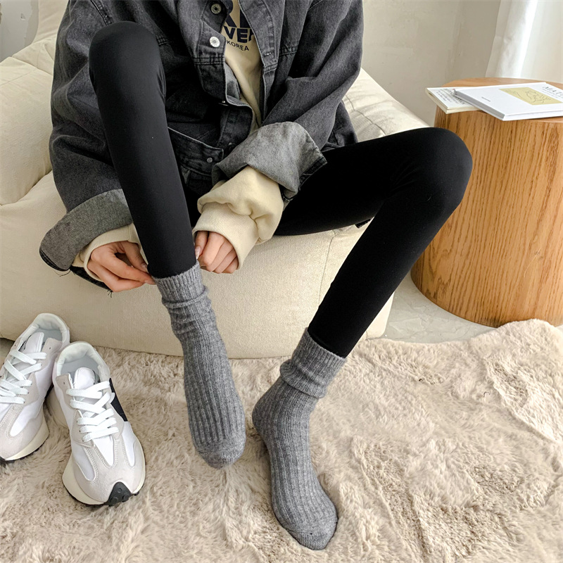 2022 New Winter Thicker Cashmere Wool Women Socks Casual japanese fashion Solid Color Long Sock Girls Thermal Warm Crew Sock