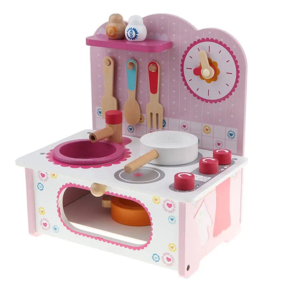  House Kitchen Cookware Playset Kid Pretend Toy Cooking Water Tank  Bench  Utensils Kitchenware Set Girls Gifts