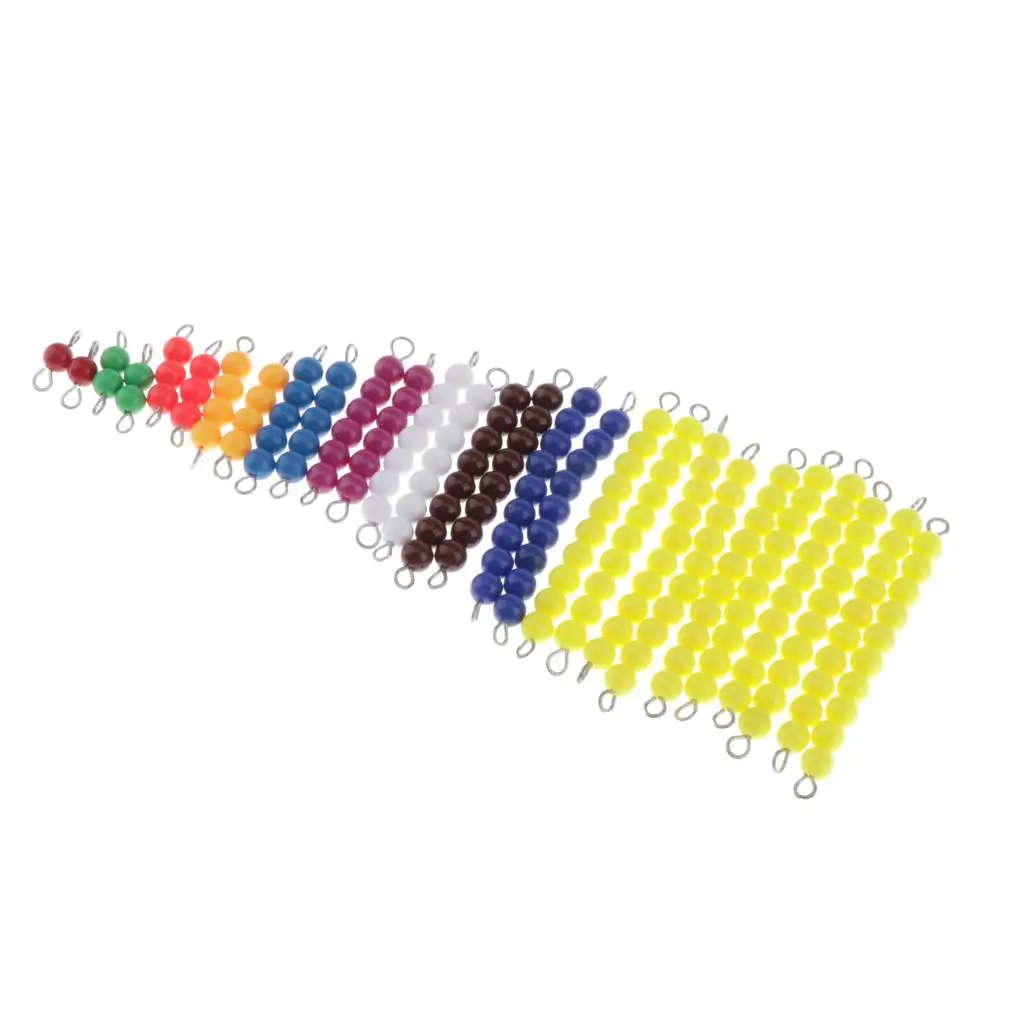 Montessori Math Materials - 2 Sets of Colored Bead Stairs 1-9 & 10pcs Yellow