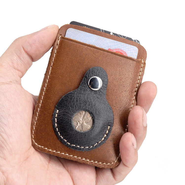 Echt Leder Airtag Geld Clip Brieftasche Männer Bank Kreditkarteninhaber Minimalistischen Luft Tag Geld Clips mit Airtag – Detail 4