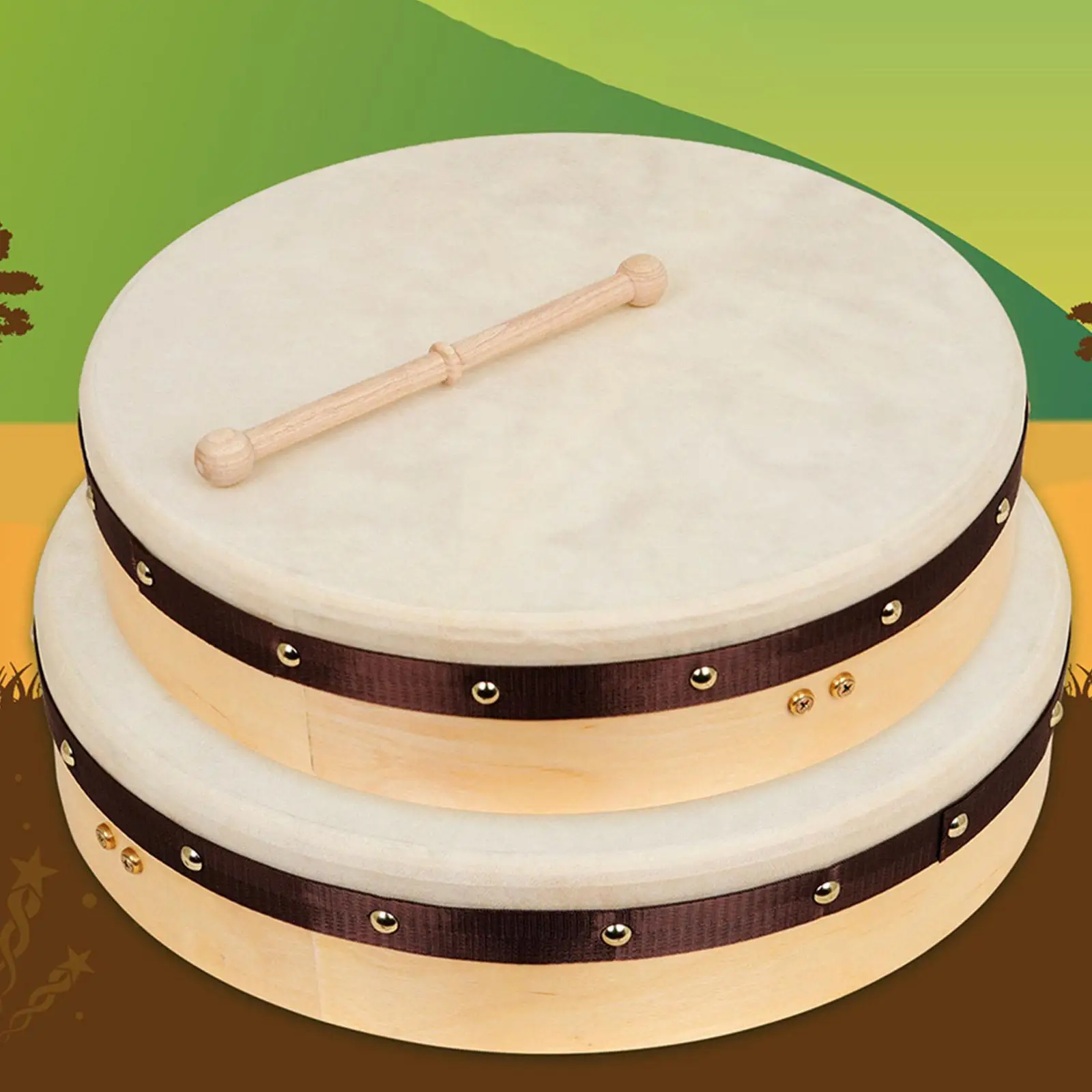 Handheld Pre-Tuned Hand Drum with Beater Percussion for Kids